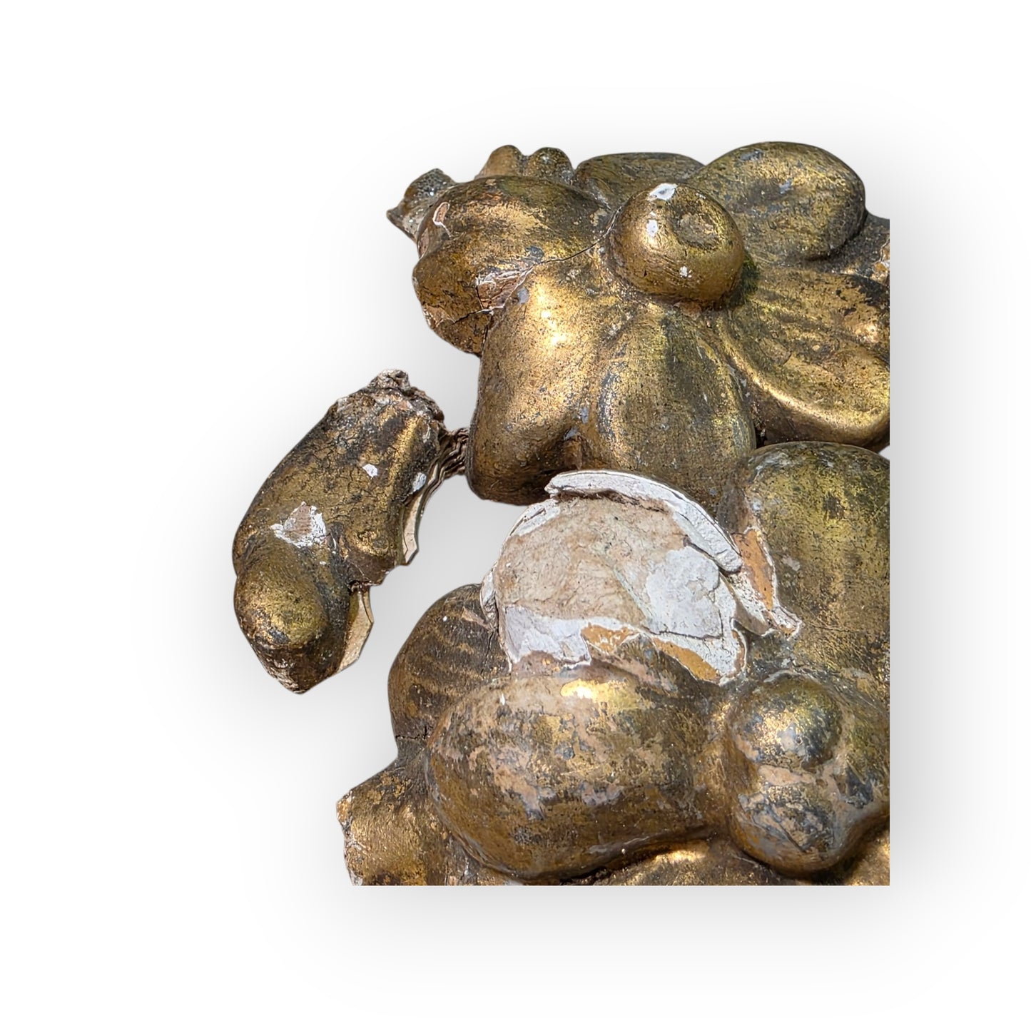 Large Decorative 18thC Antique Gilt Gesso Fragment in Attic Found Condition