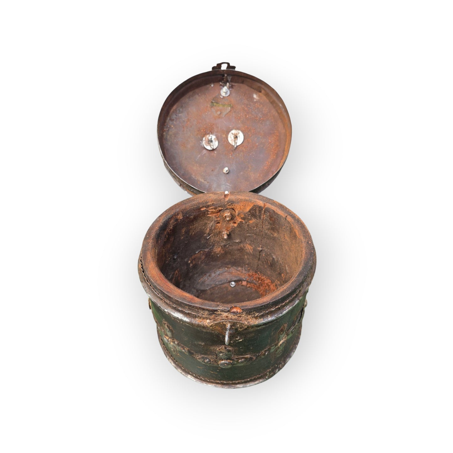18th Century Continental Antique Alms Box of Wood and Metal Form