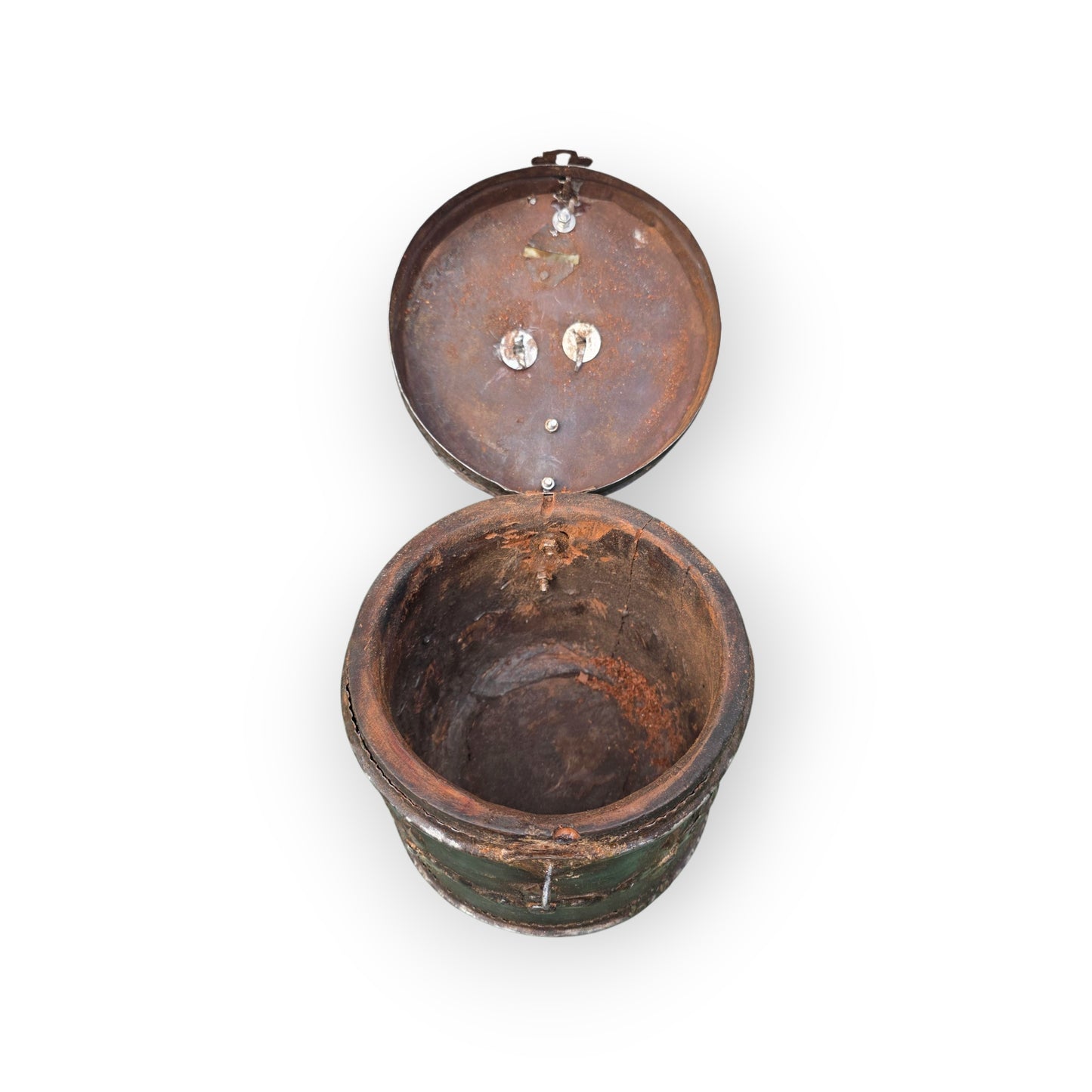 18th Century Continental Antique Alms Box of Wood and Metal Form