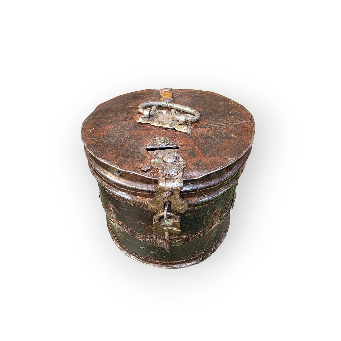 18th Century Continental Antique Alms Box of Wood and Metal Form