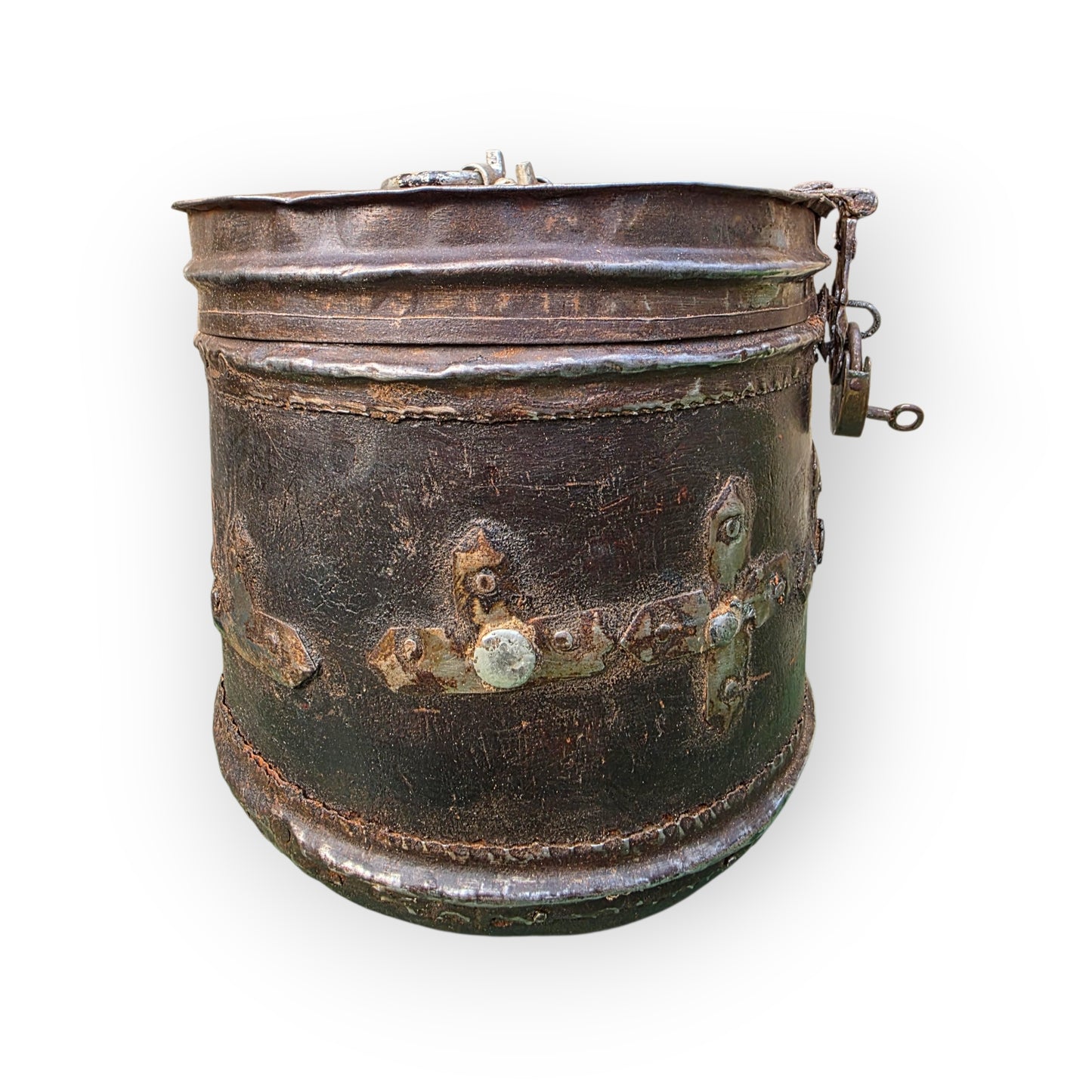 18th Century Continental Antique Alms Box of Wood and Metal Form