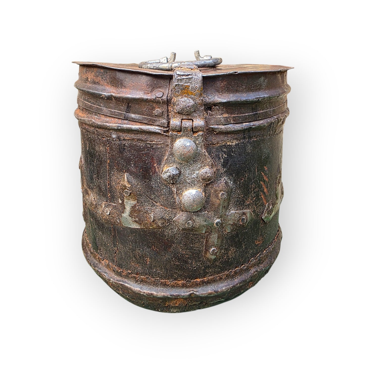 18th Century Continental Antique Alms Box of Wood and Metal Form