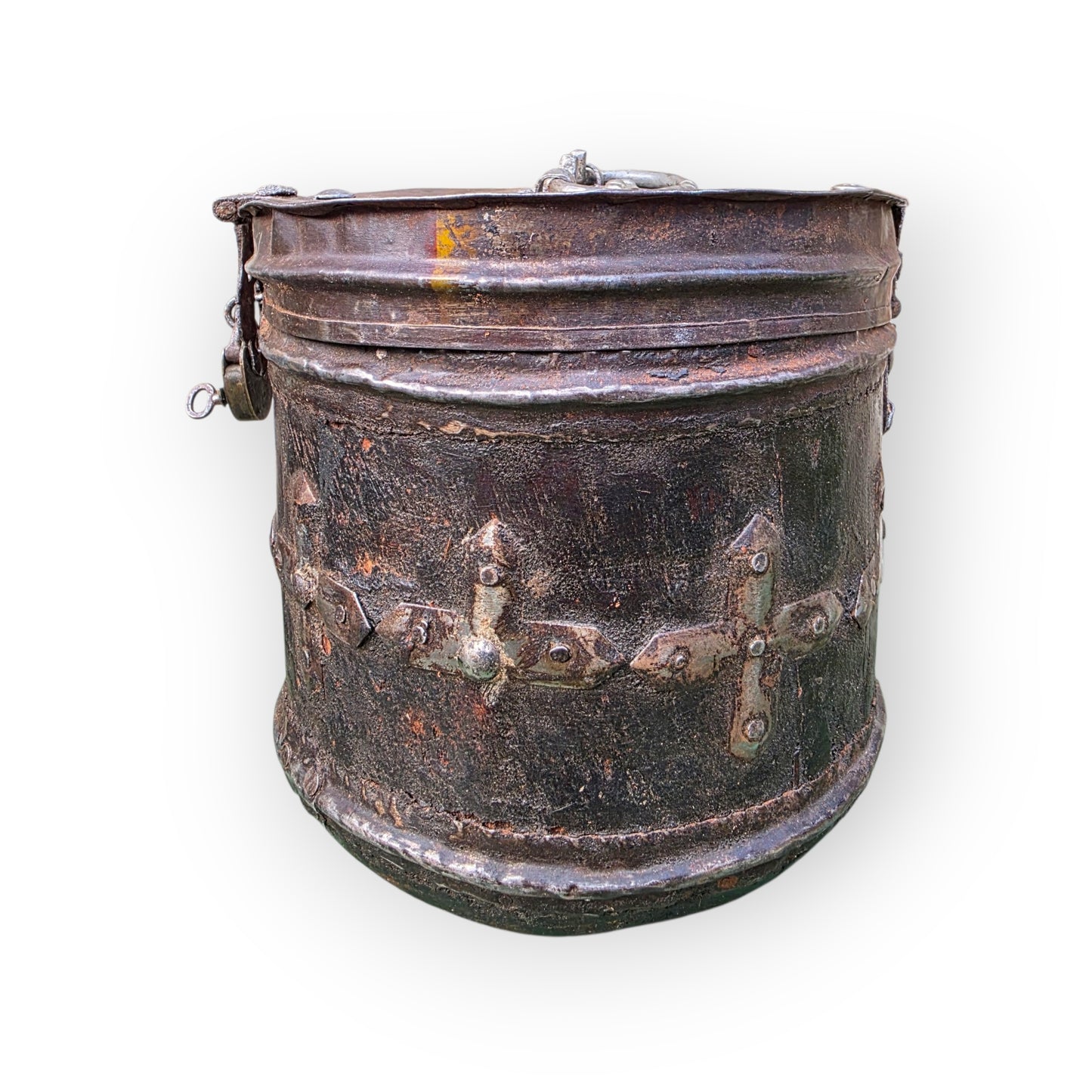 18th Century Continental Antique Alms Box of Wood and Metal Form