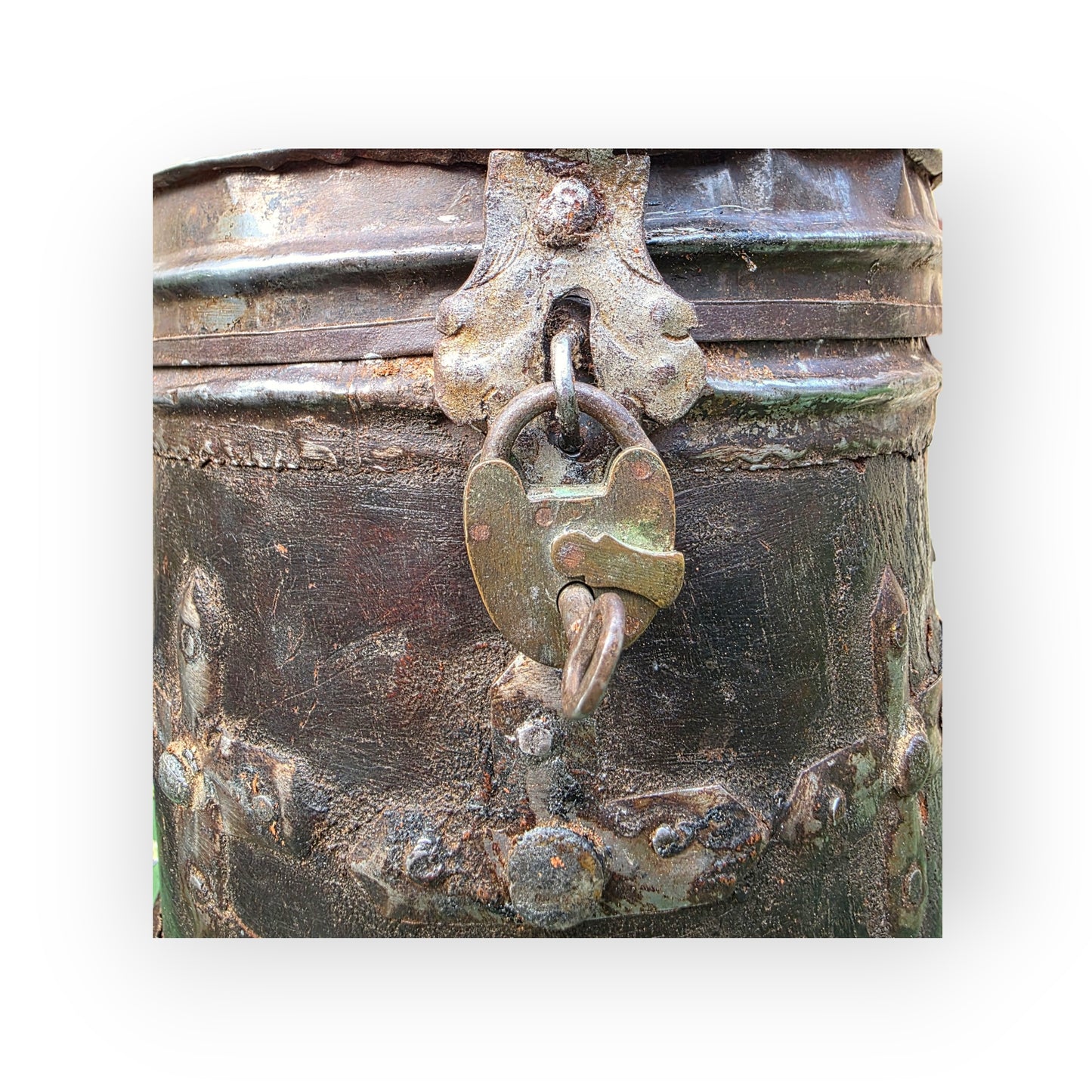 18th Century Continental Antique Alms Box of Wood and Metal Form