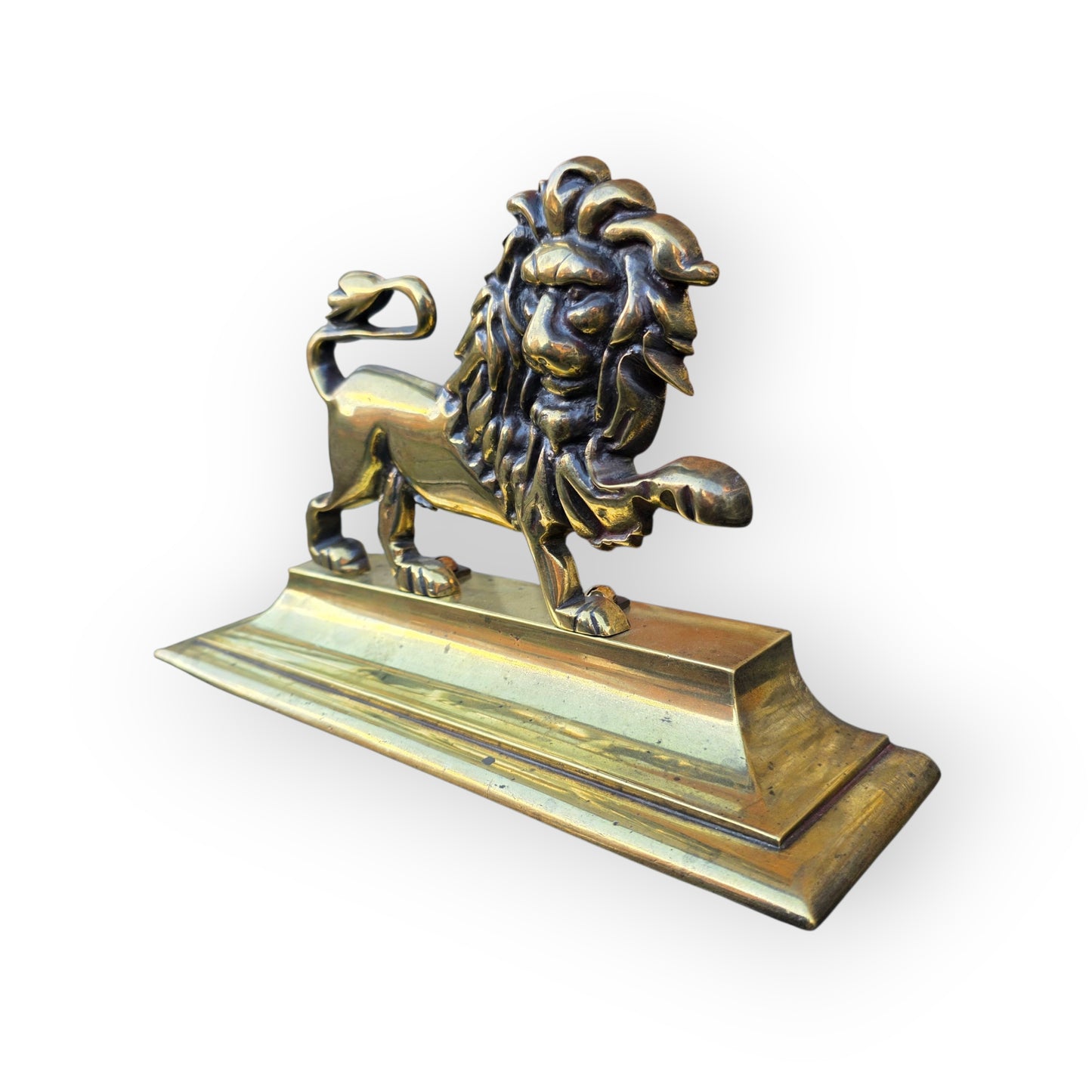 19th Century English Antique Brass Lion - Fireplace Overmantel Decoration