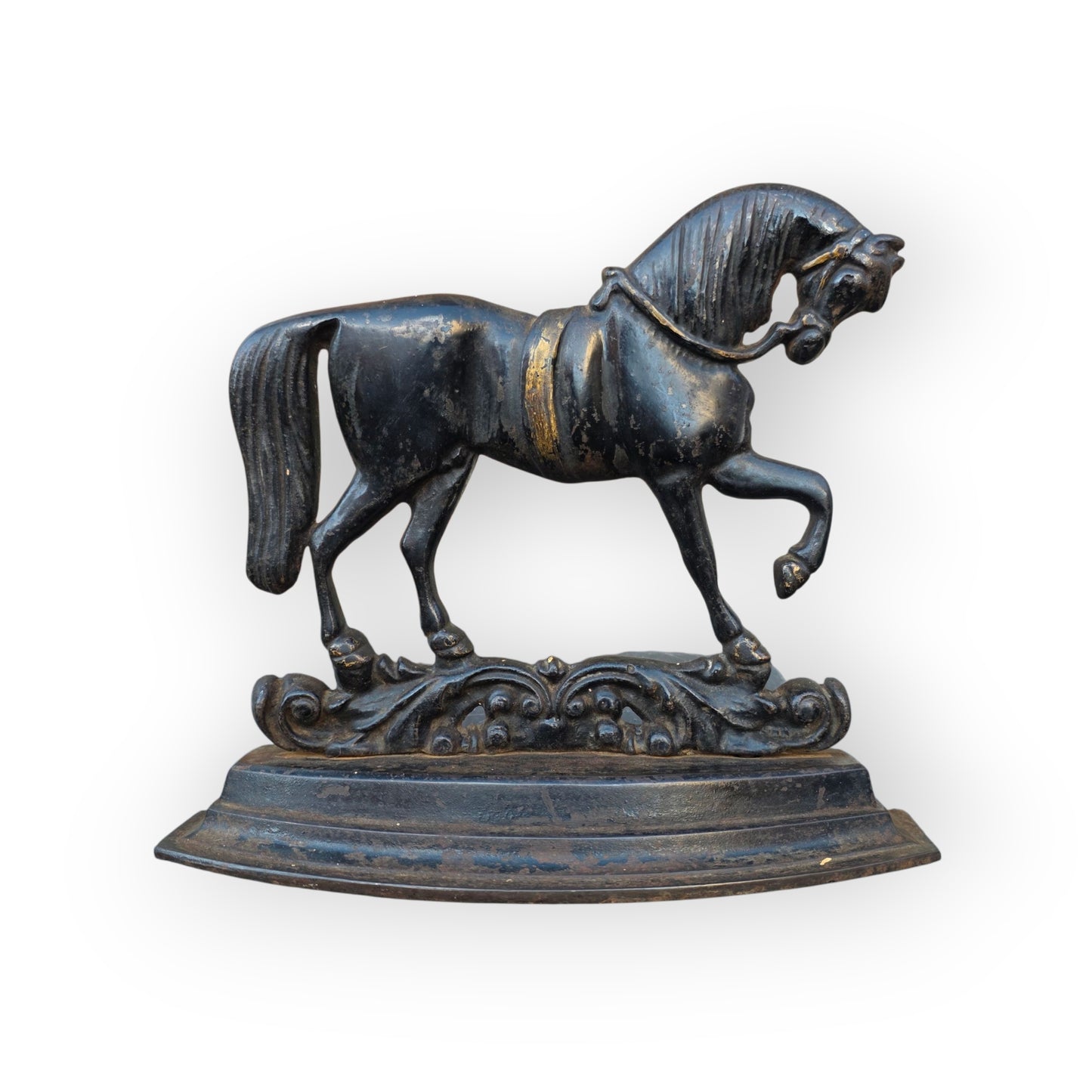 Large 19th Century English Antique Cast Iron Horse - Equestrian Overmantel Decoration