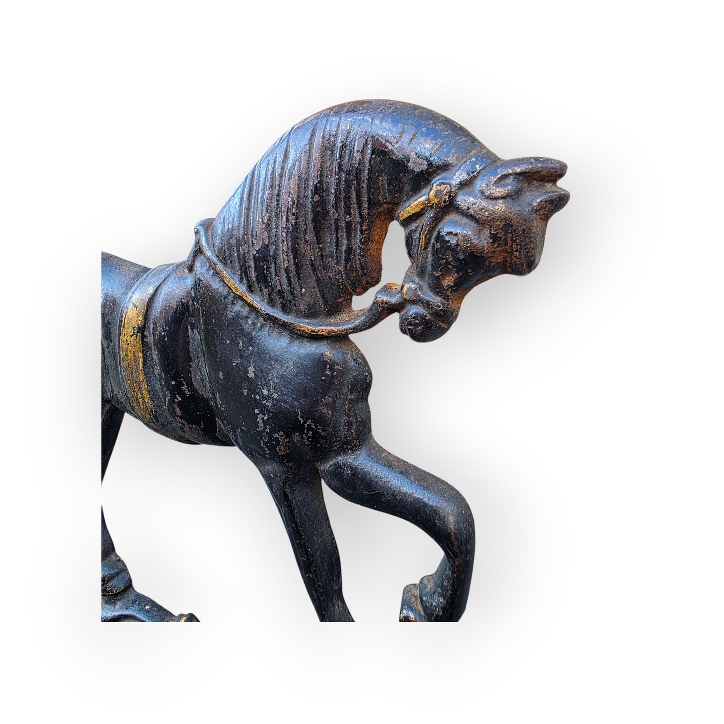 Large 19th Century English Antique Cast Iron Horse - Equestrian Overmantel Decoration