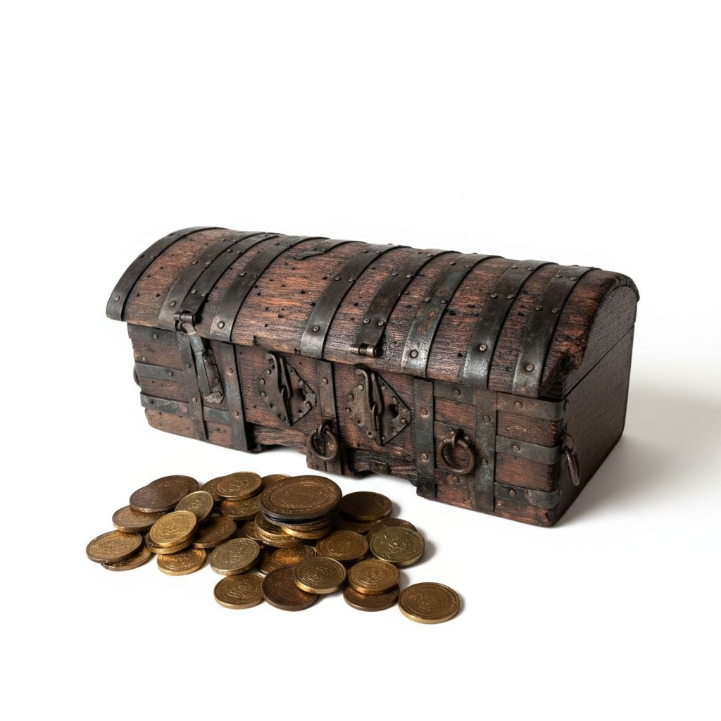 Small 16th-Century Spanish Antique Wooden Box With Iron Bindings