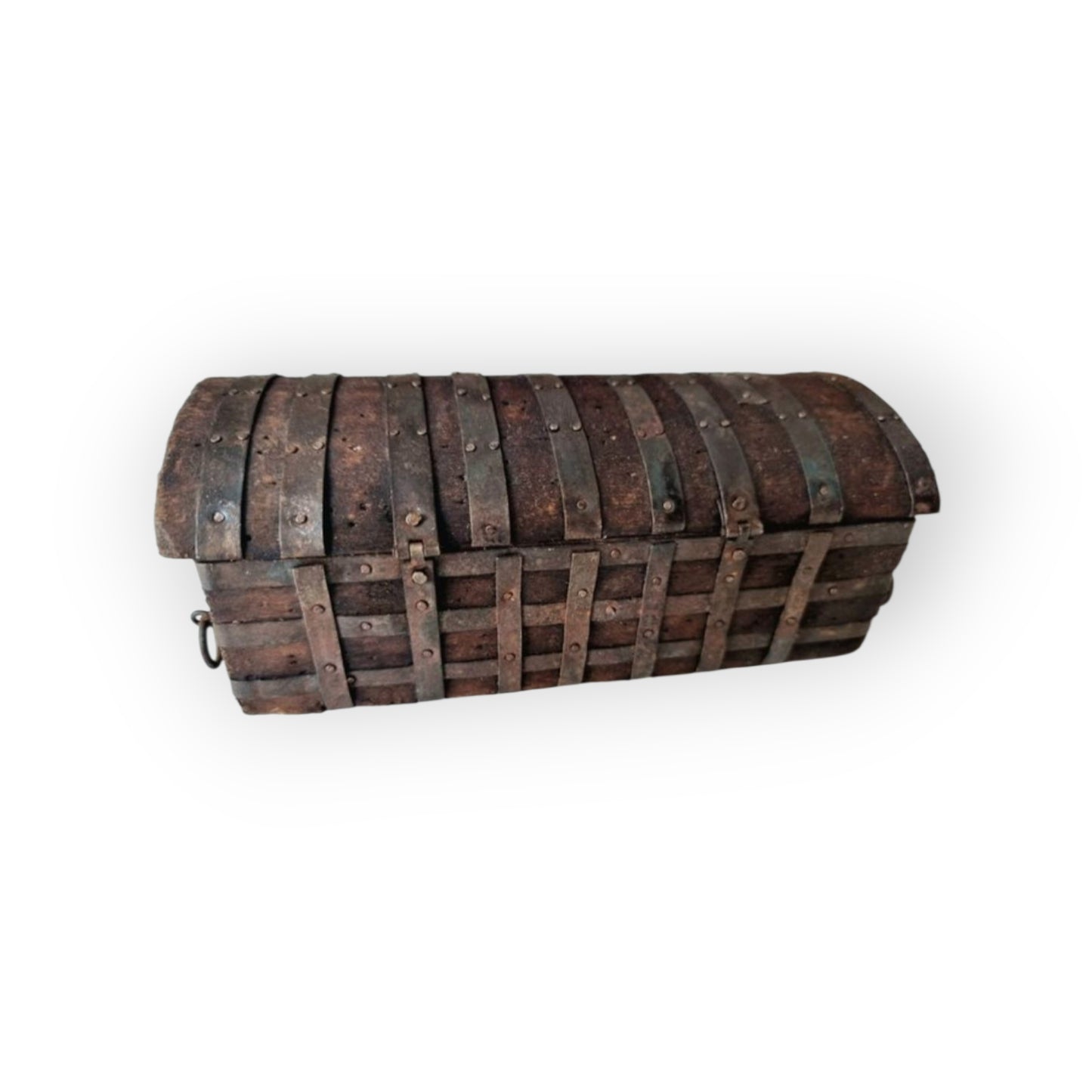 Small 16th-Century Spanish Antique Wooden Box With Iron Bindings