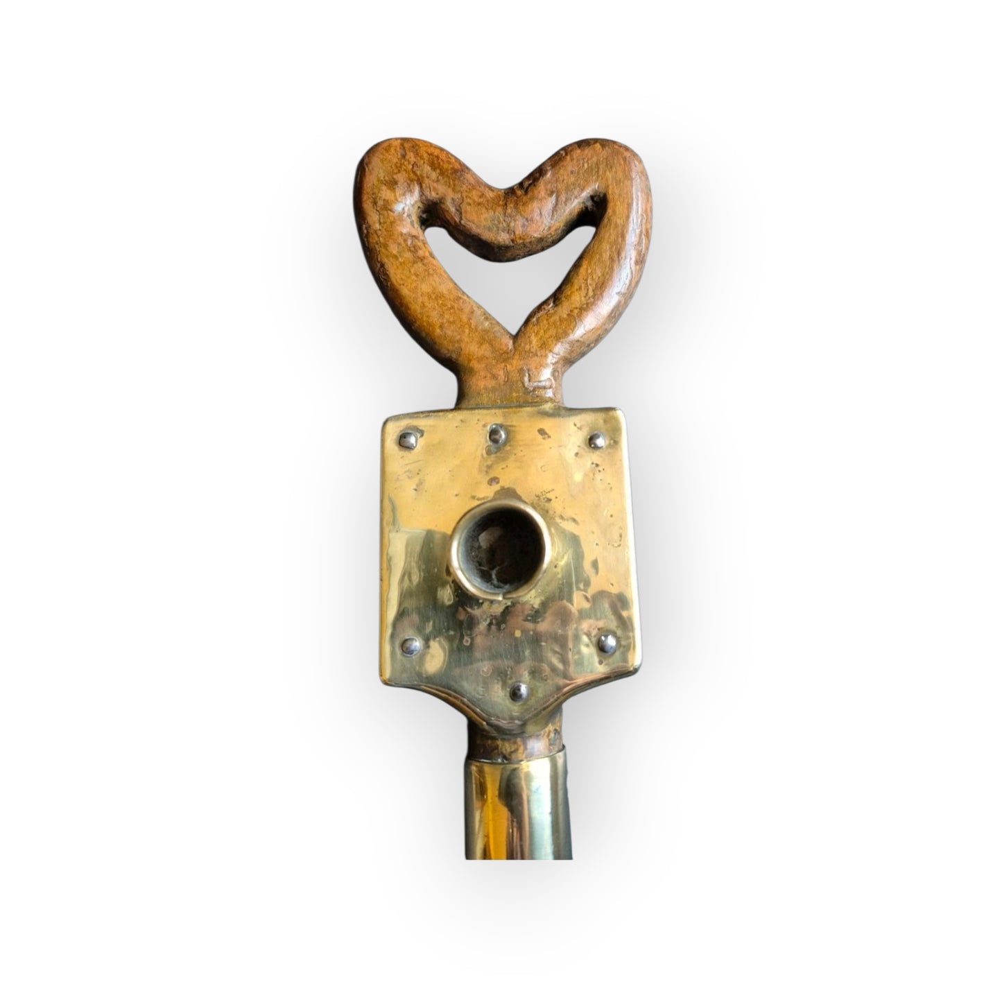 A Rare Late 18th-Century Antique Wood and Brass Cellar Candlestick