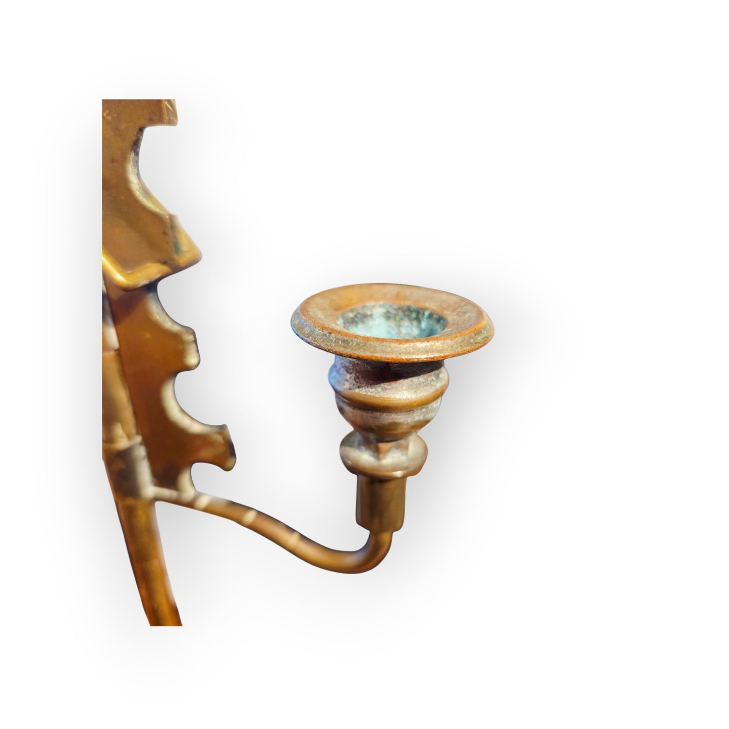 19th-Century German Antique Brass "Saw" Candlestick | Rise-and-Fall Candle Holder