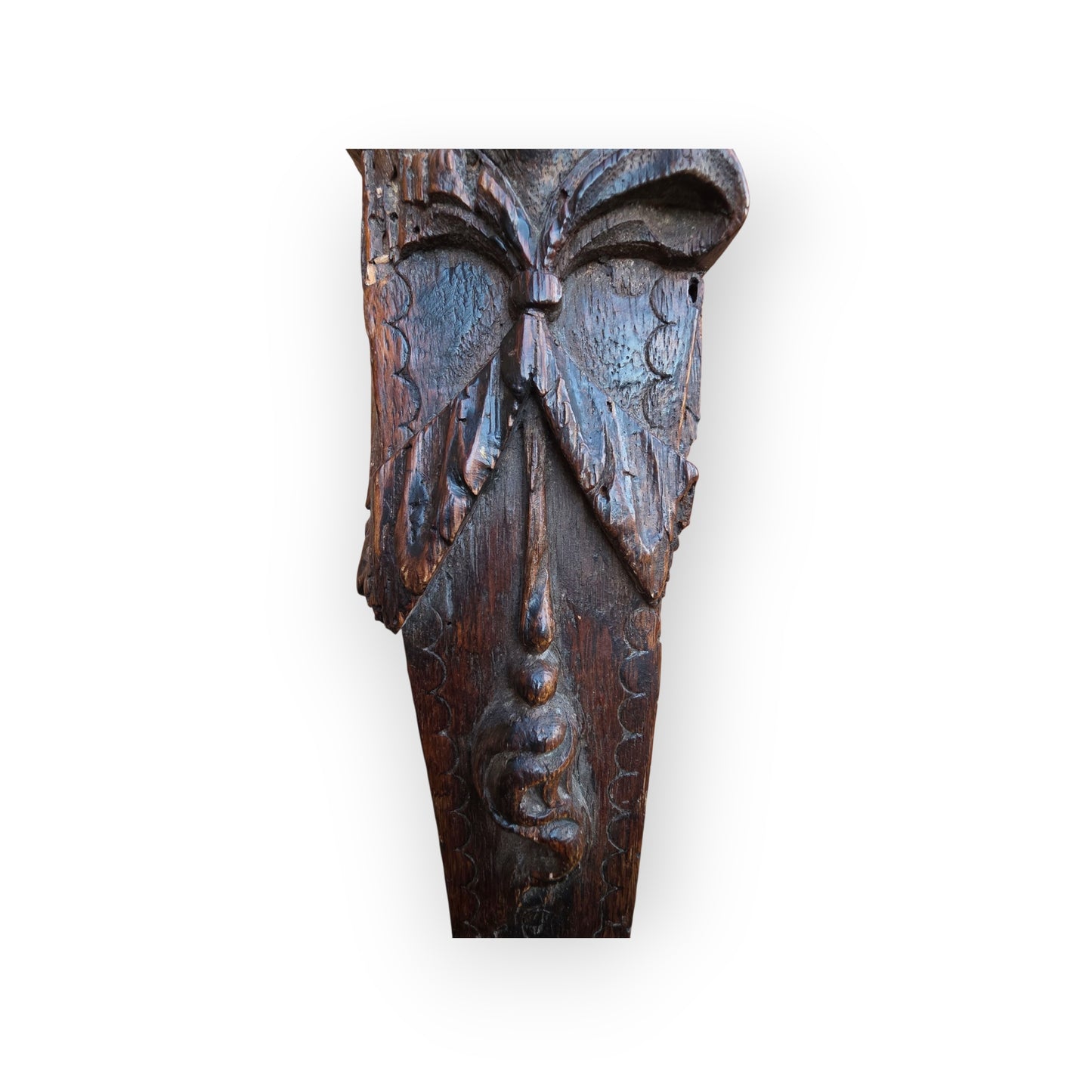 17th-Century Flemish Antique Carved Oak Term in Attic Found Condition