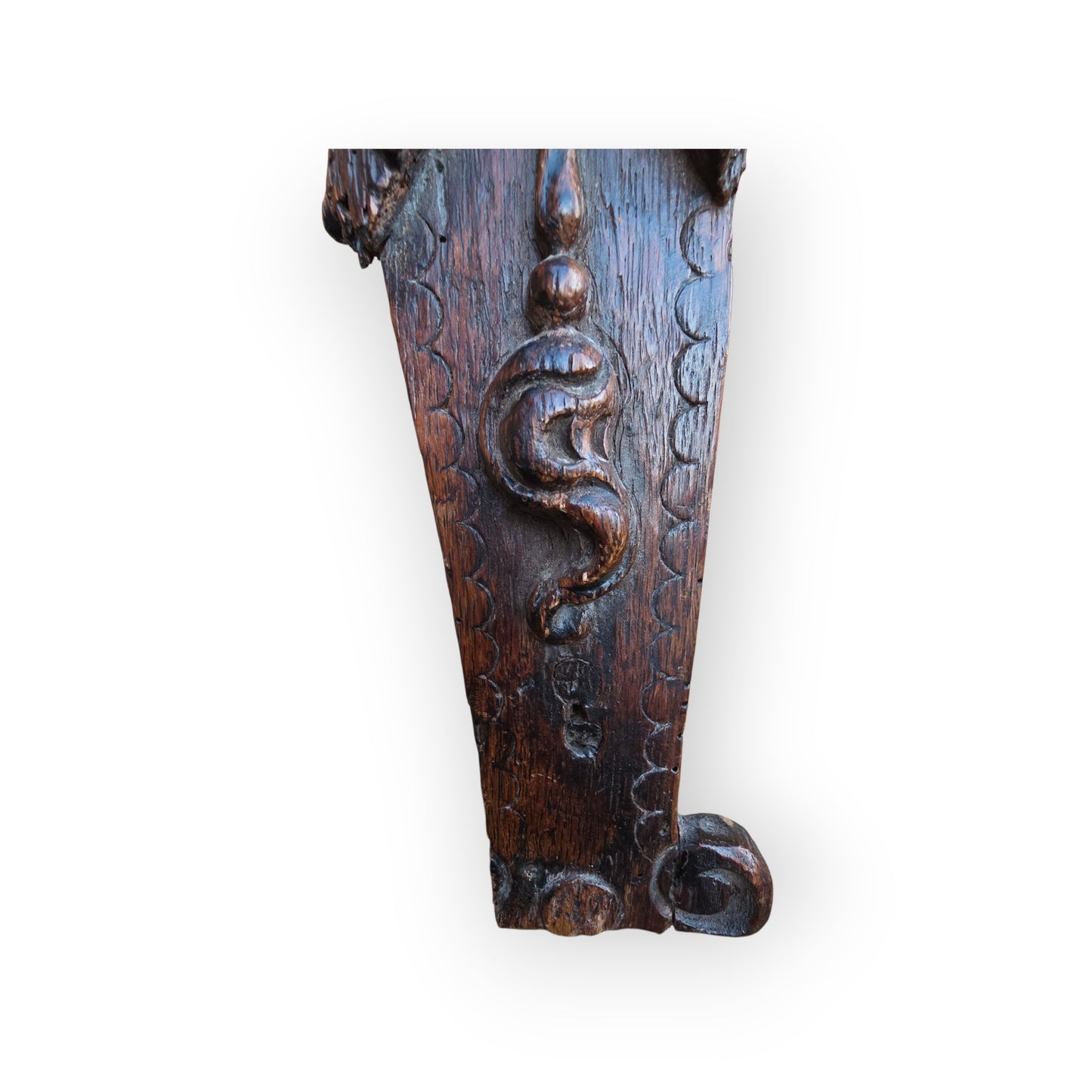 17th-Century Flemish Antique Carved Oak Term in Attic Found Condition