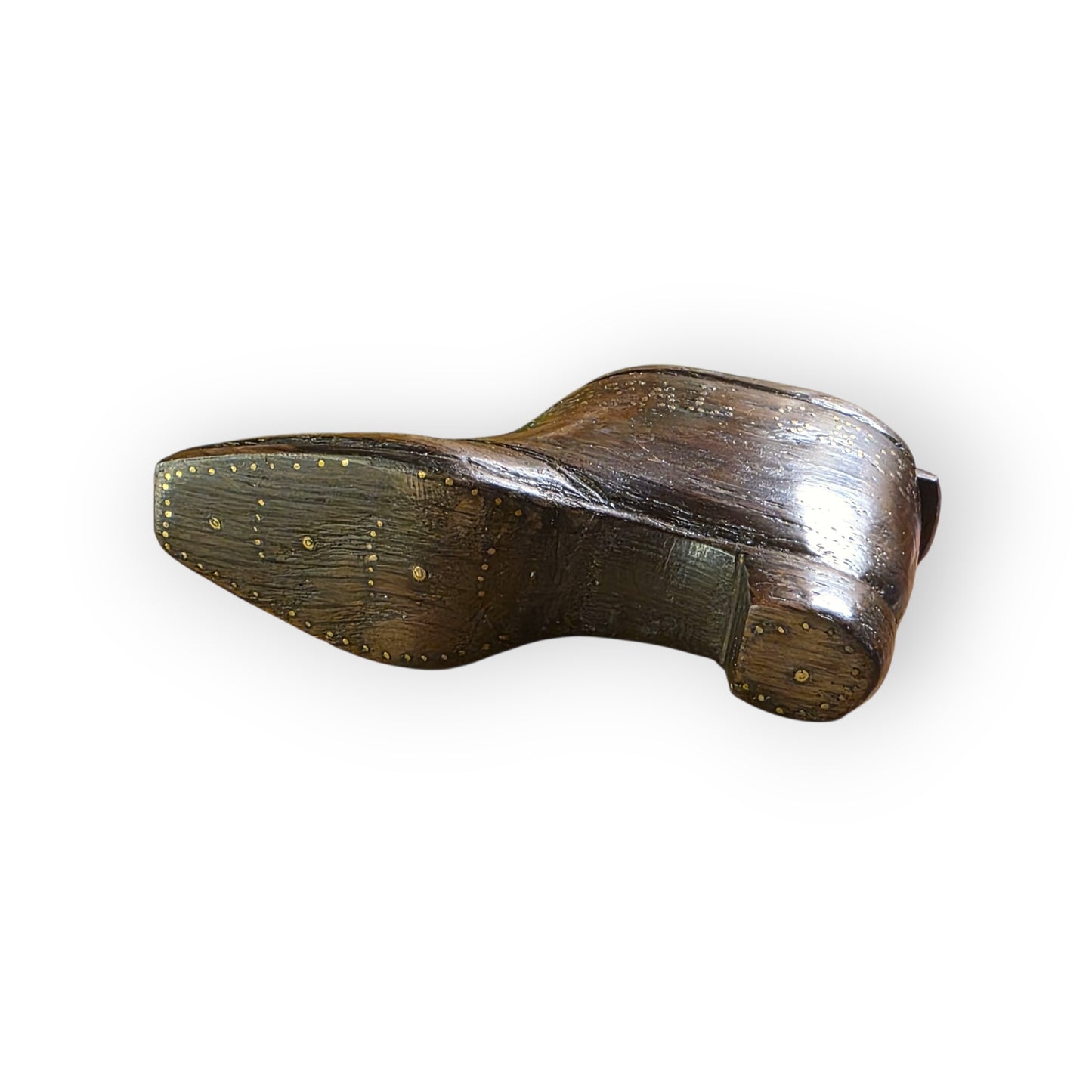HMS Royal George - Sank 1782 - A Late 18th-Century English Antique Treen Carved Snuff Box Made From Ships Timbers in the Form of a Shoe / Snuff Shoe