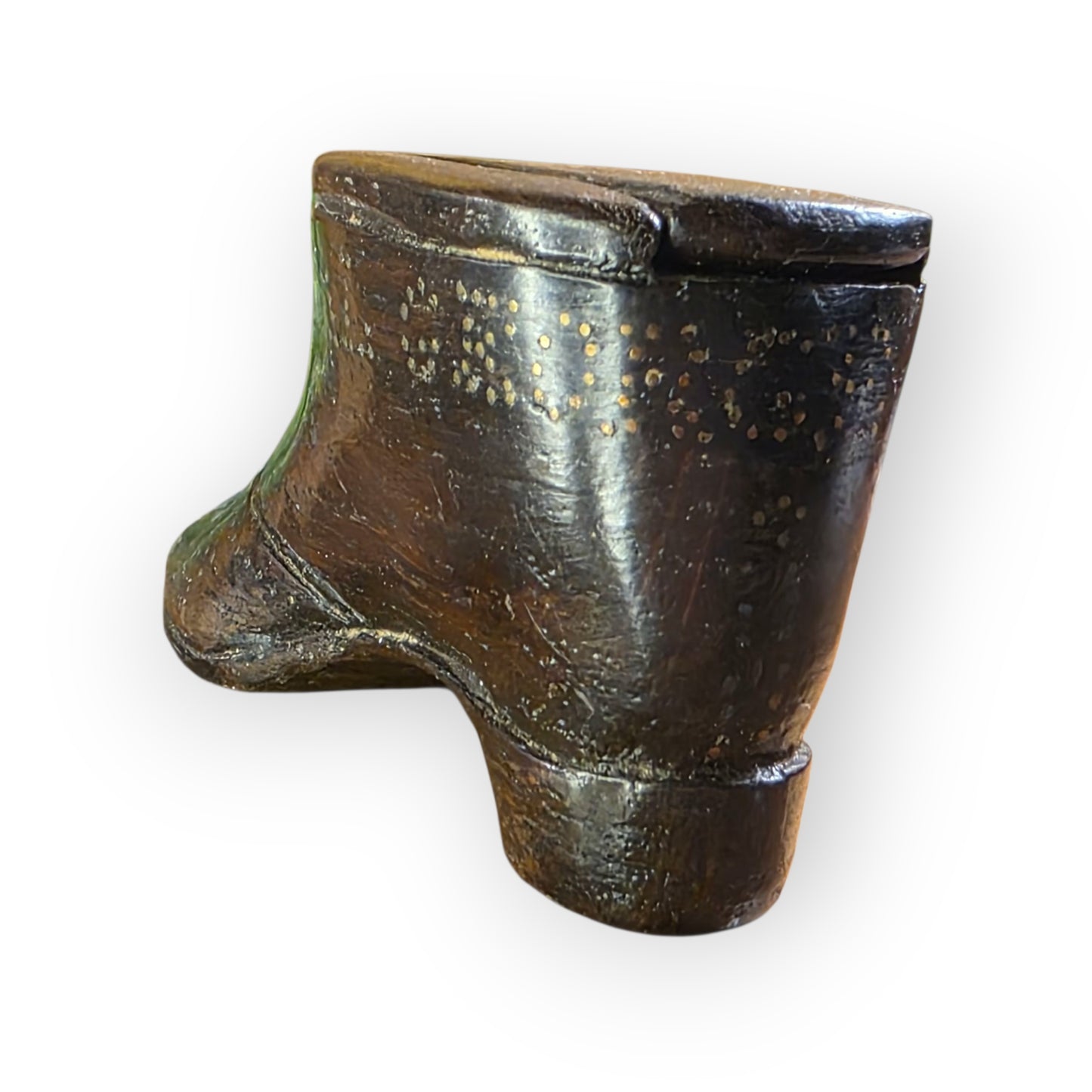 HMS Royal George - Sank 1782 - A Late 18th-Century English Antique Treen Carved Snuff Box Made From Ships Timbers in the Form of a Shoe / Snuff Shoe