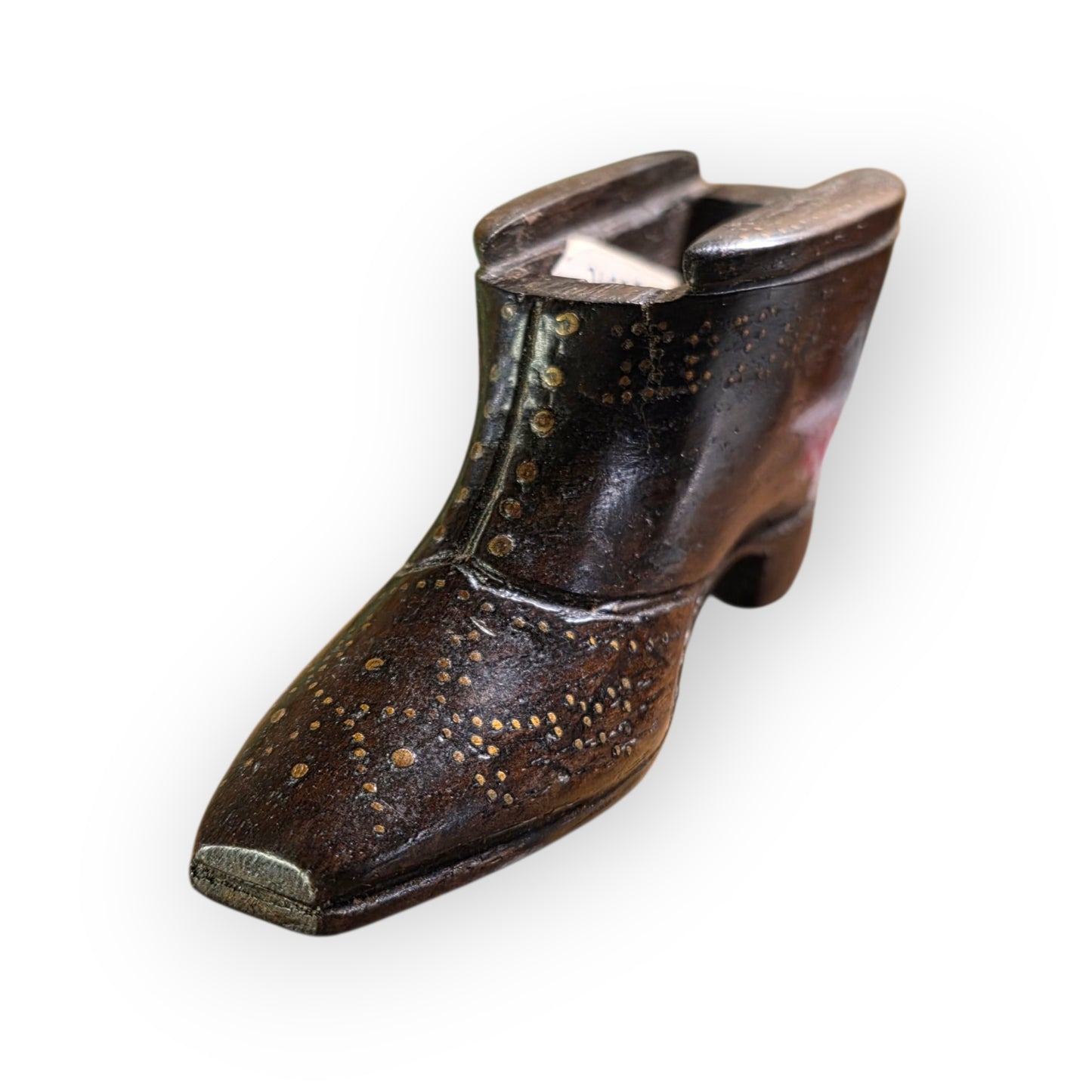 HMS Royal George - Sank 1782 - A Late 18th-Century English Antique Treen Carved Snuff Box Made From Ships Timbers in the Form of a Shoe / Snuff Shoe