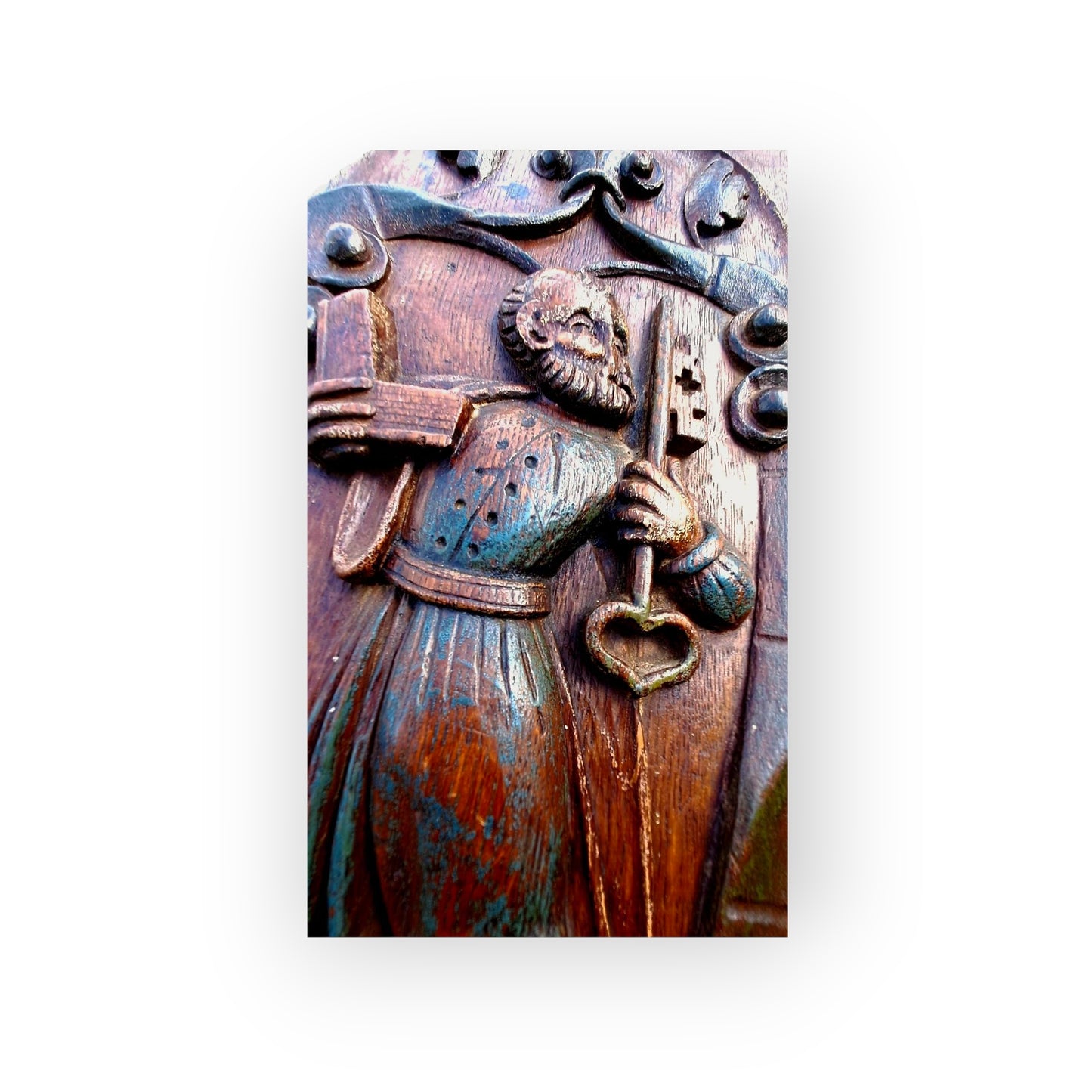 A Fine & Rare Set of Four Large 16th-Century Renaissance Antique Carved Oak Panels in Original Polychrome