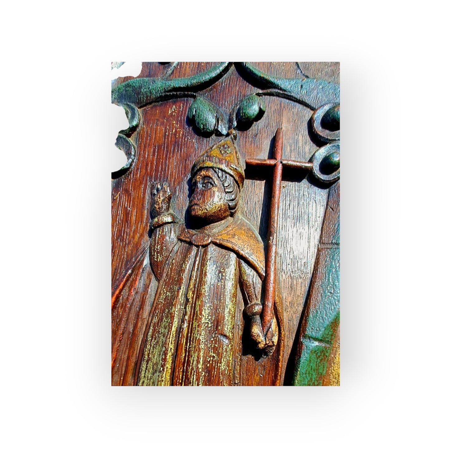 A Fine & Rare Set of Four Large 16th-Century Renaissance Antique Carved Oak Panels in Original Polychrome