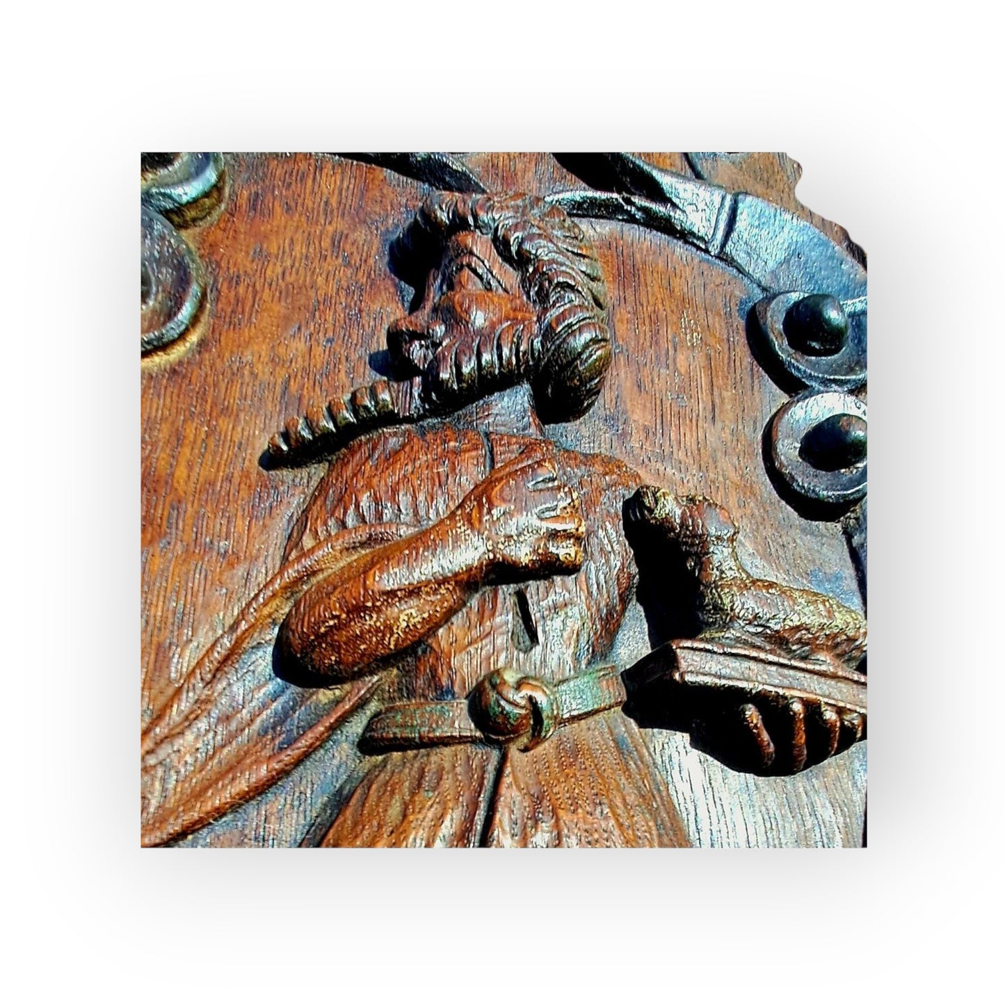 A Fine & Rare Set of Four Large 16th-Century Renaissance Antique Carved Oak Panels in Original Polychrome