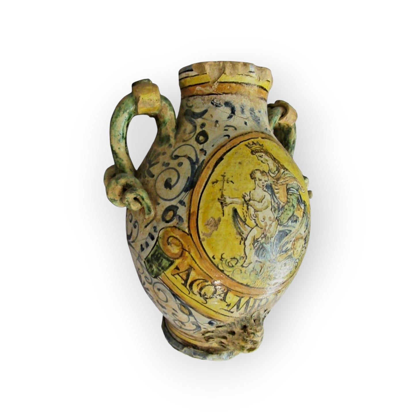 Early 17th Century Florentine / Italian Antique Albarello / Maiolica Wet Drug Jar
