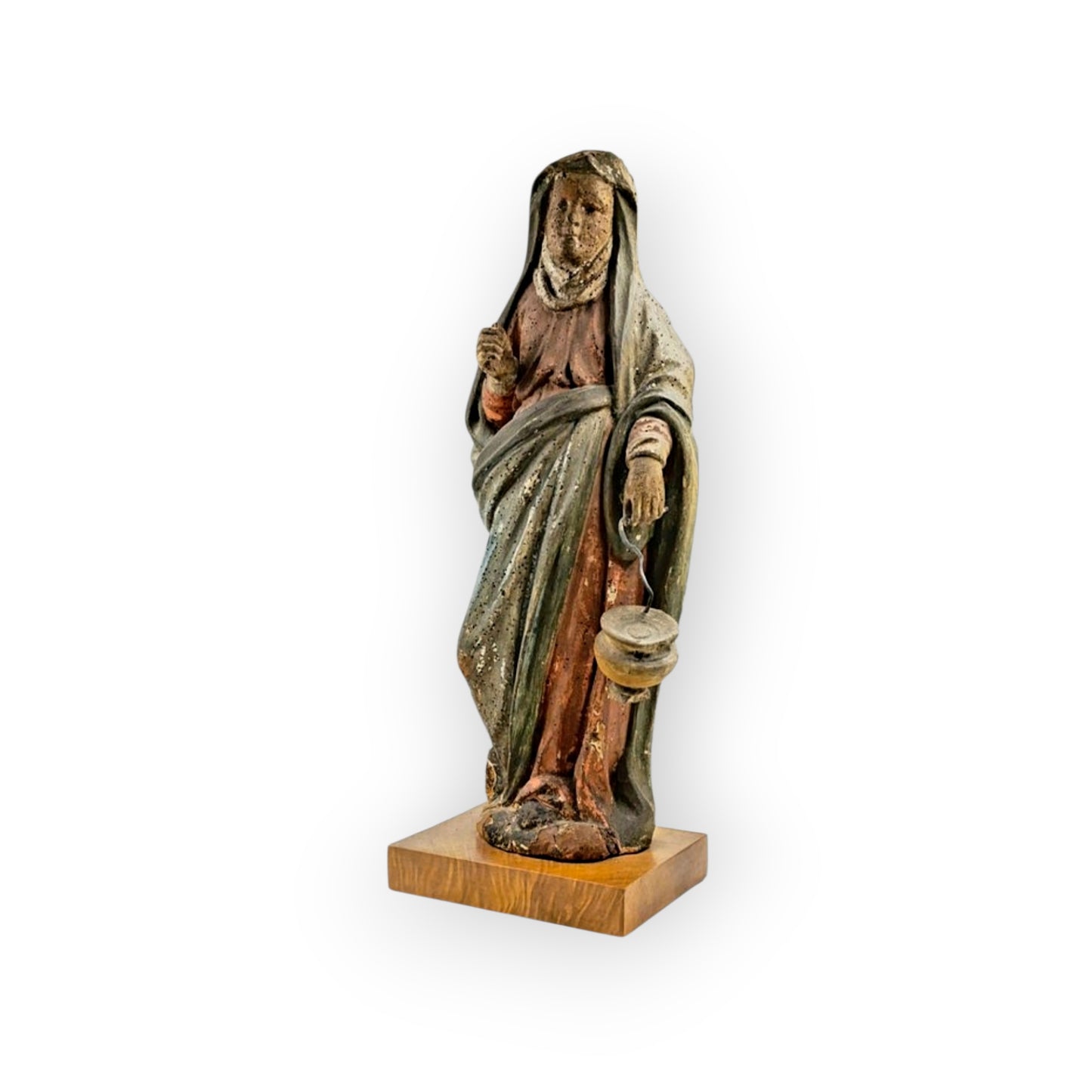 Large Late 15th-Century Gothic Antique Carved Wooden Sculpture of Mary Magdalene