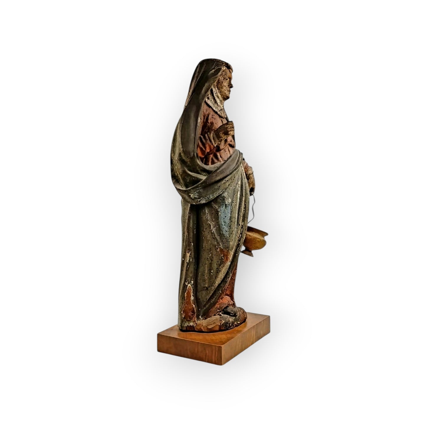 Large Late 15th-Century Gothic Antique Carved Wooden Sculpture of Mary Magdalene