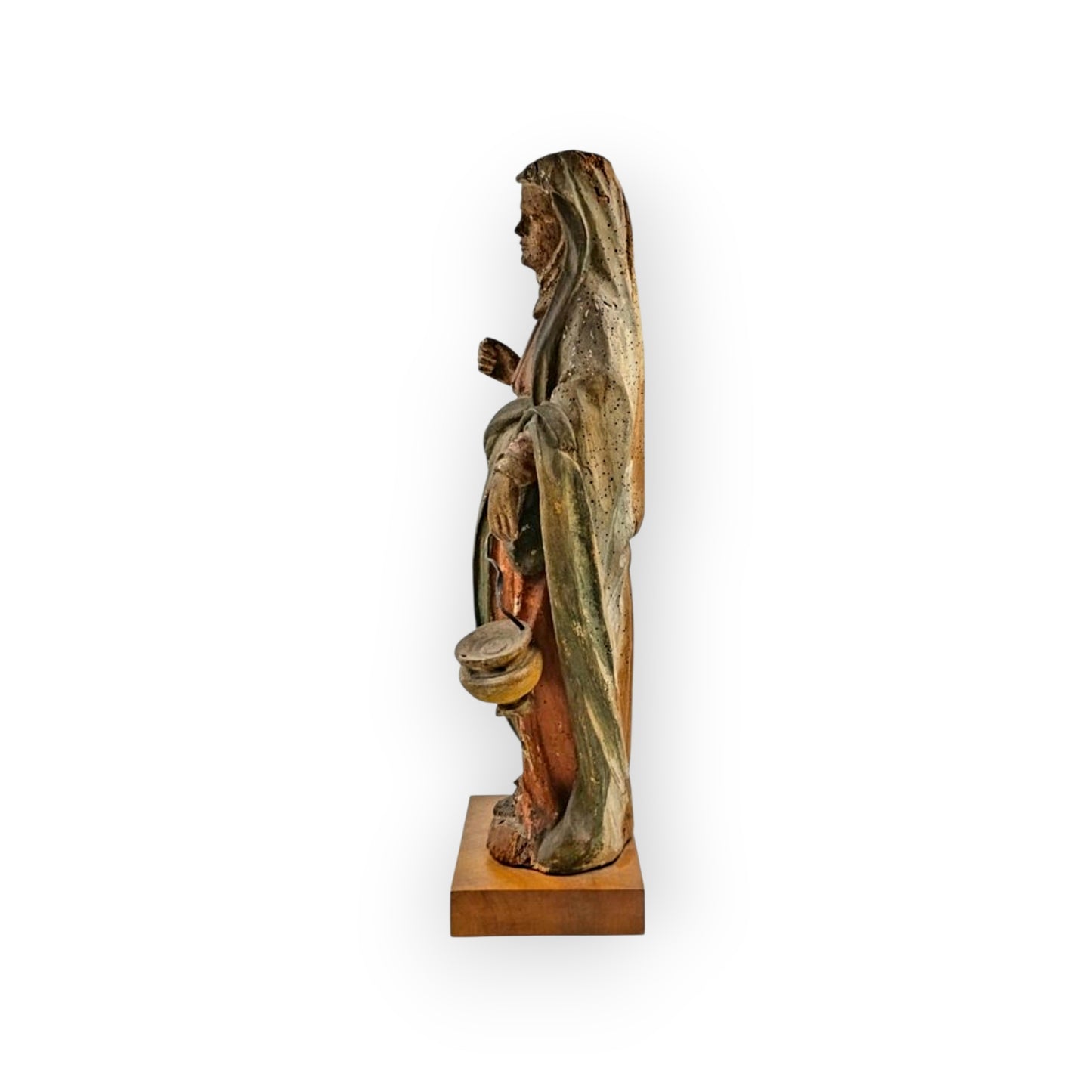 Large Late 15th-Century Gothic Antique Carved Wooden Sculpture of Mary Magdalene