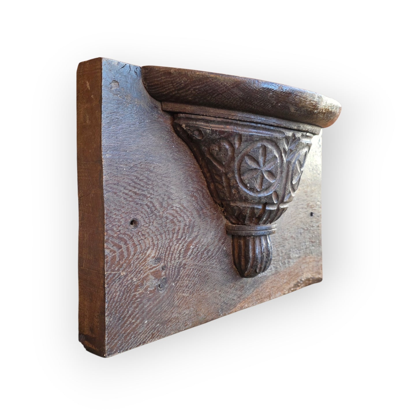 Late 15th‑Century / Early 16th-Century Antique Carved Oak Misericord – Simpler Gothic Form