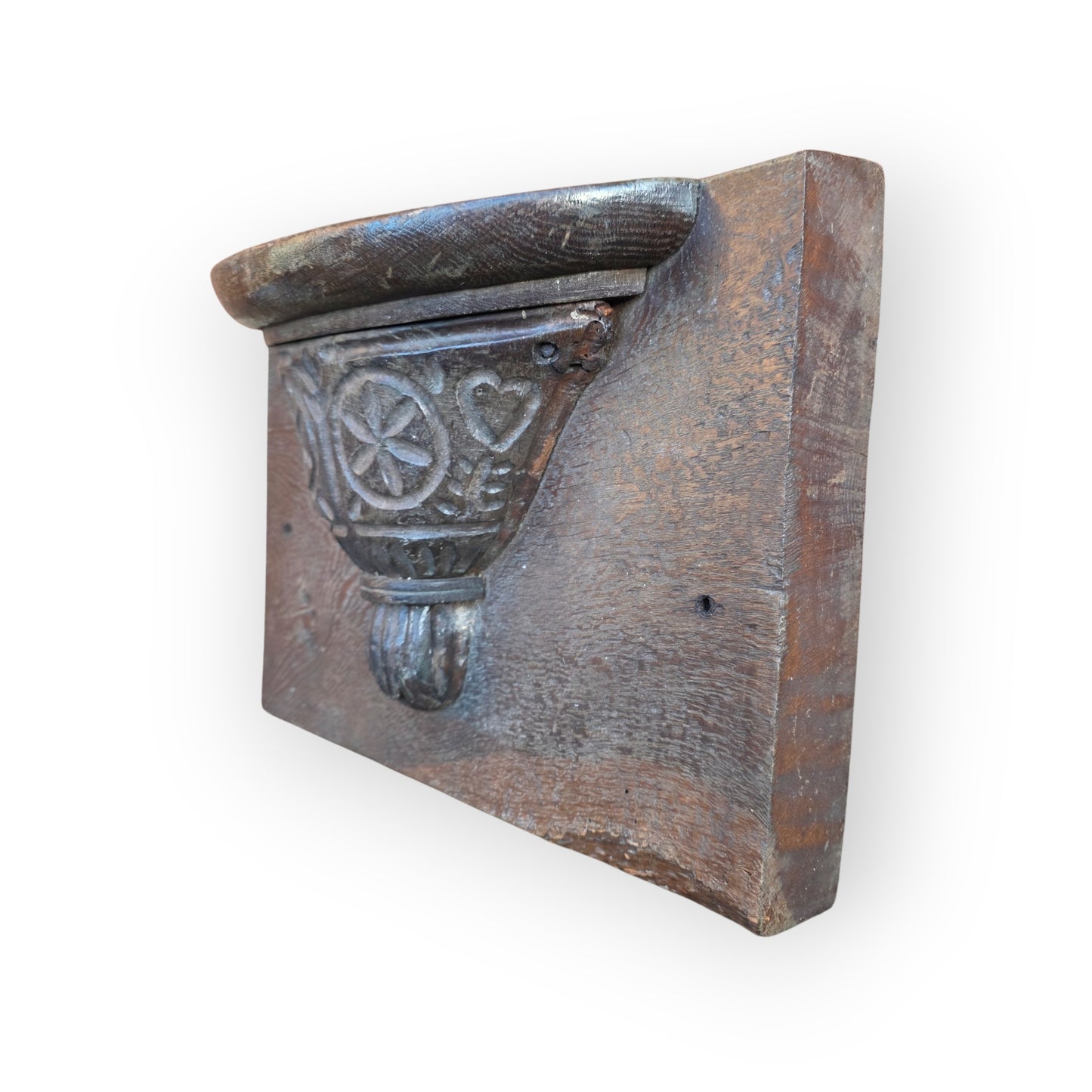 Late 15th‑Century / Early 16th-Century Antique Carved Oak Misericord – Simpler Gothic Form