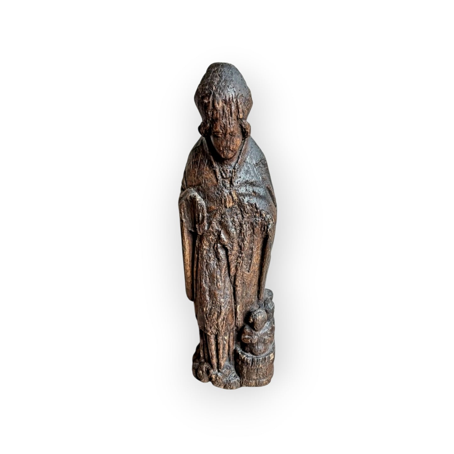 Late 15th-Century Antique Oak Statue of Saint Nicholas, Circa 1480