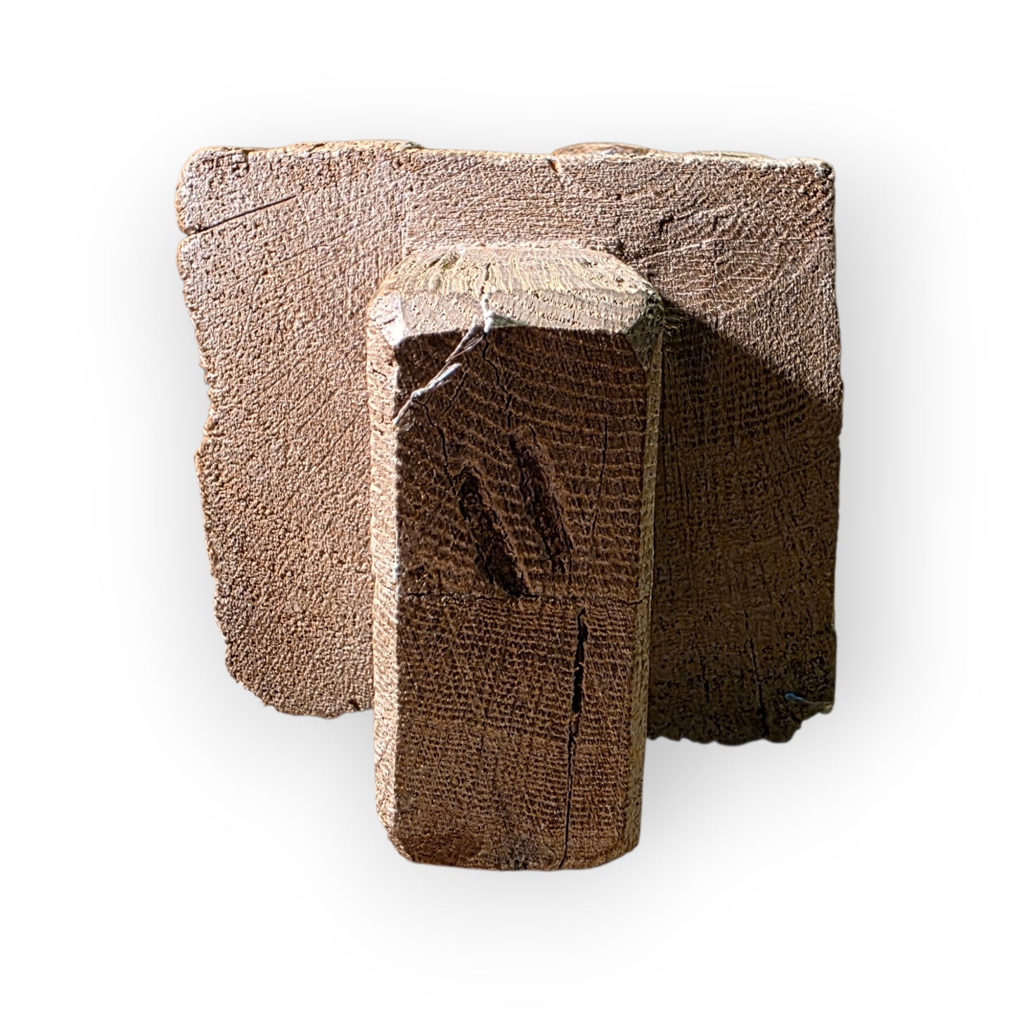 Pair of 15th-century Antique Carved Oak Corbels / Beam Supports Depicting The Devil & The Sinner