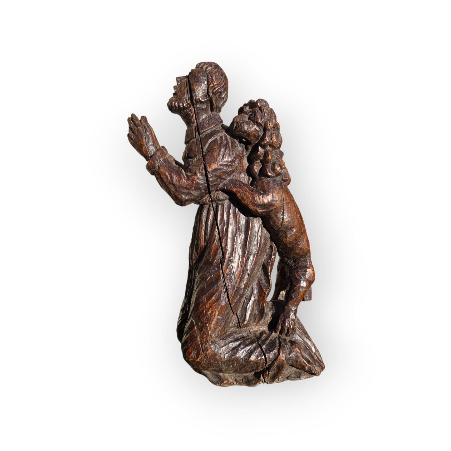 Early 16th-Century Gothic Antique Carved Oak Sculpture Of Saint Jerome
