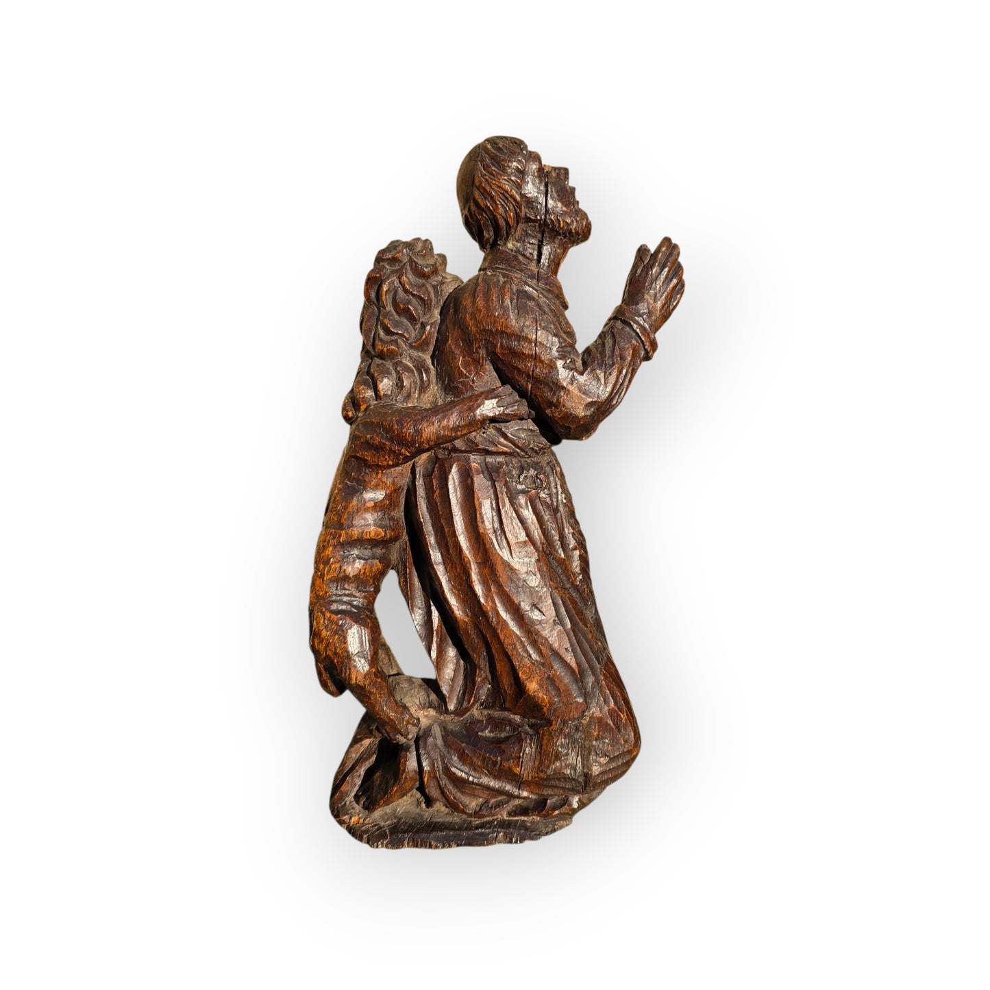 Early 16th-Century Gothic Antique Carved Oak Sculpture Of Saint Jerome