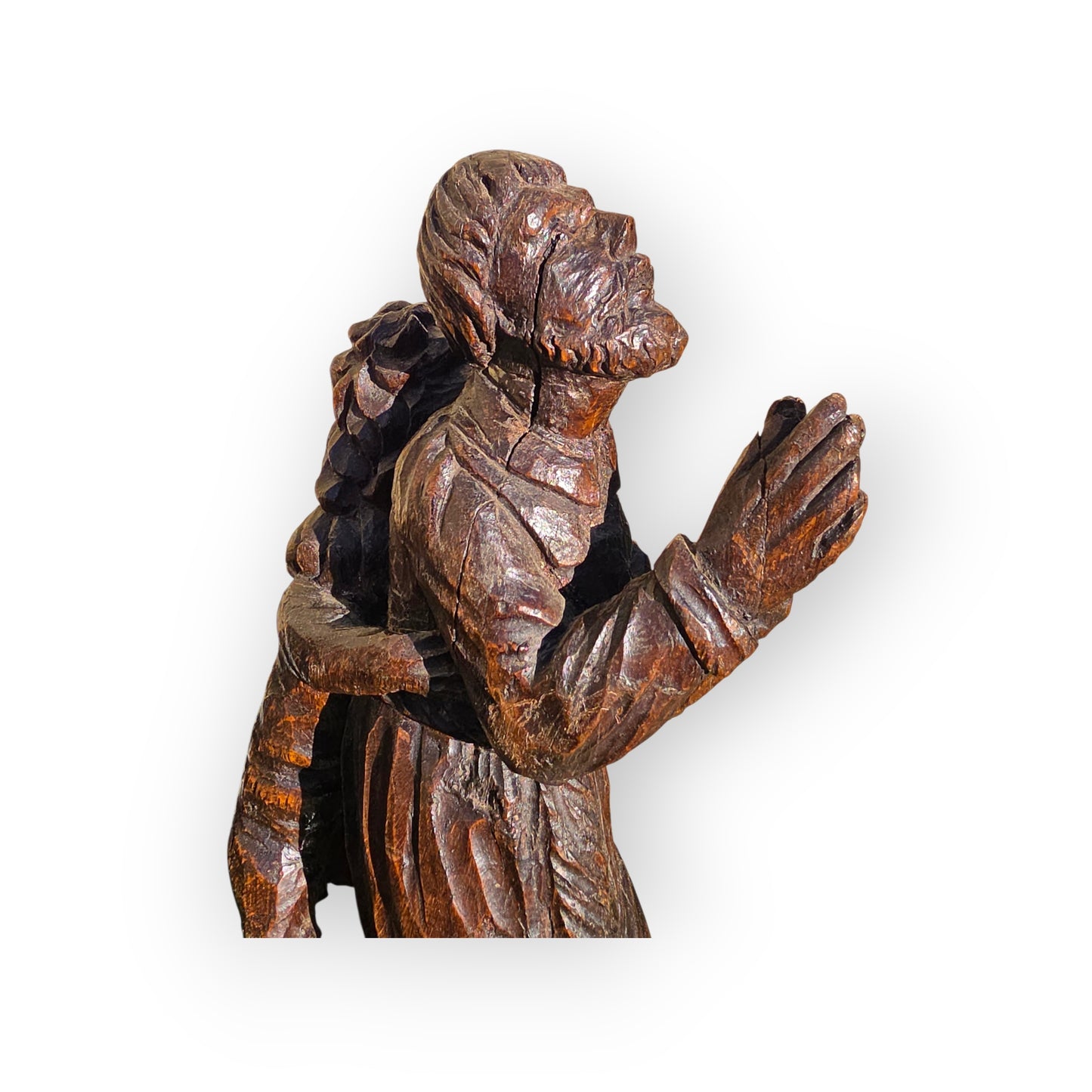 Early 16th-Century Gothic Antique Carved Oak Sculpture Of Saint Jerome
