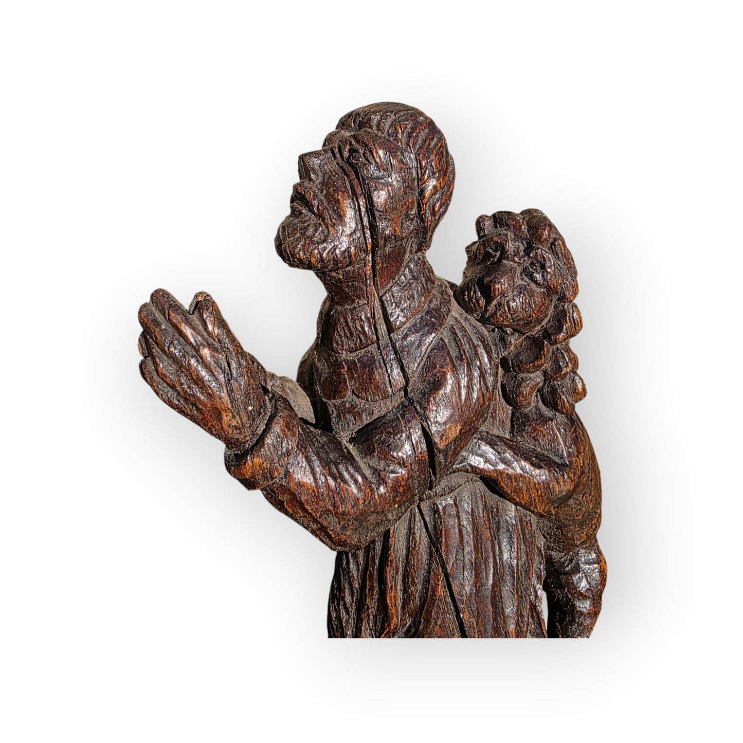 Early 16th-Century Gothic Antique Carved Oak Sculpture Of Saint Jerome