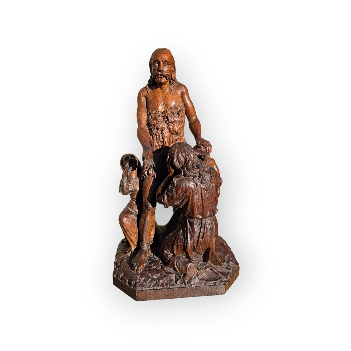 16th-Century - Late Renaissance Period - Antique Carved Oak Sculpture of The Baptism of Christ