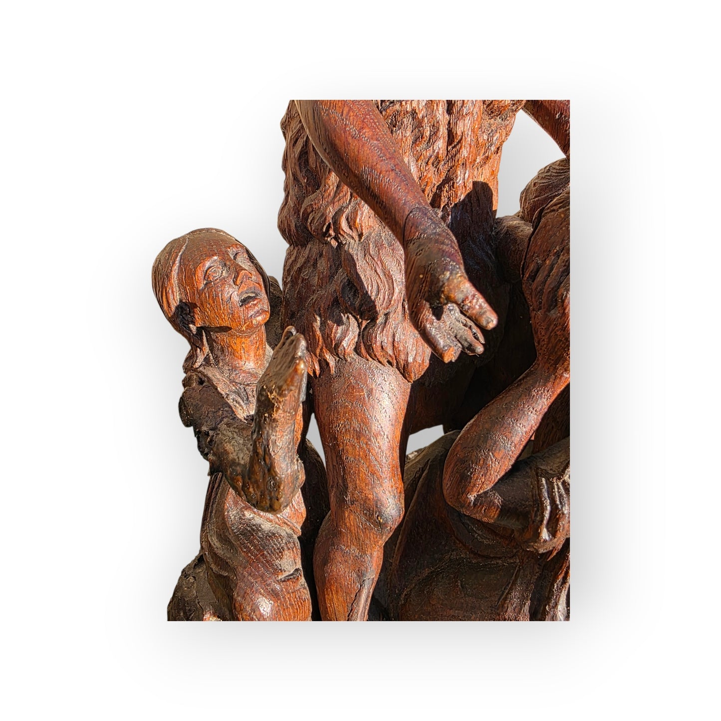 16th-Century - Late Renaissance Period - Antique Carved Oak Sculpture of The Baptism of Christ