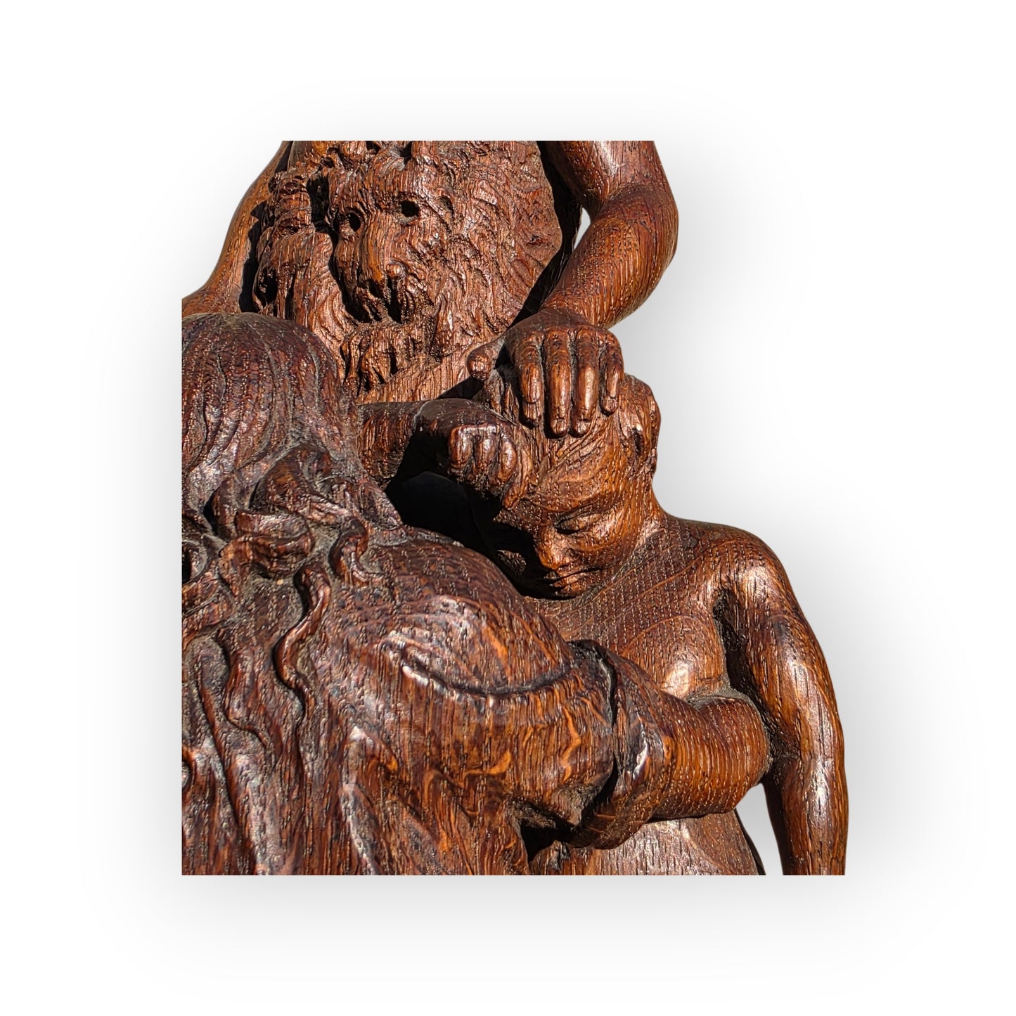 16th-Century - Late Renaissance Period - Antique Carved Oak Sculpture of The Baptism of Christ
