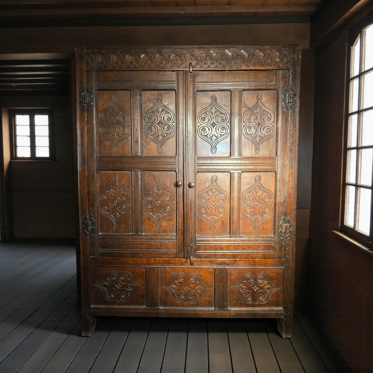 Magnificent 17th‑Century Oak Cupboard from Old Hunstanton Hall