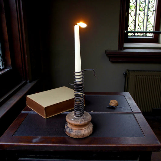 Large, Late 18th-Century Rustic Antique Rat Tail Candlestick / Rat-de-Cave / Courting Candlestick