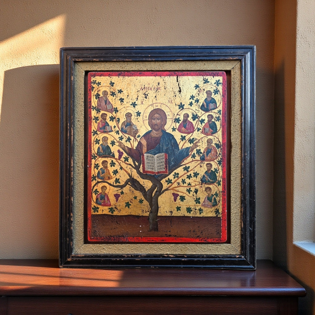 Early 19th Century Byzantine School Antique Icon - Christ the Vine