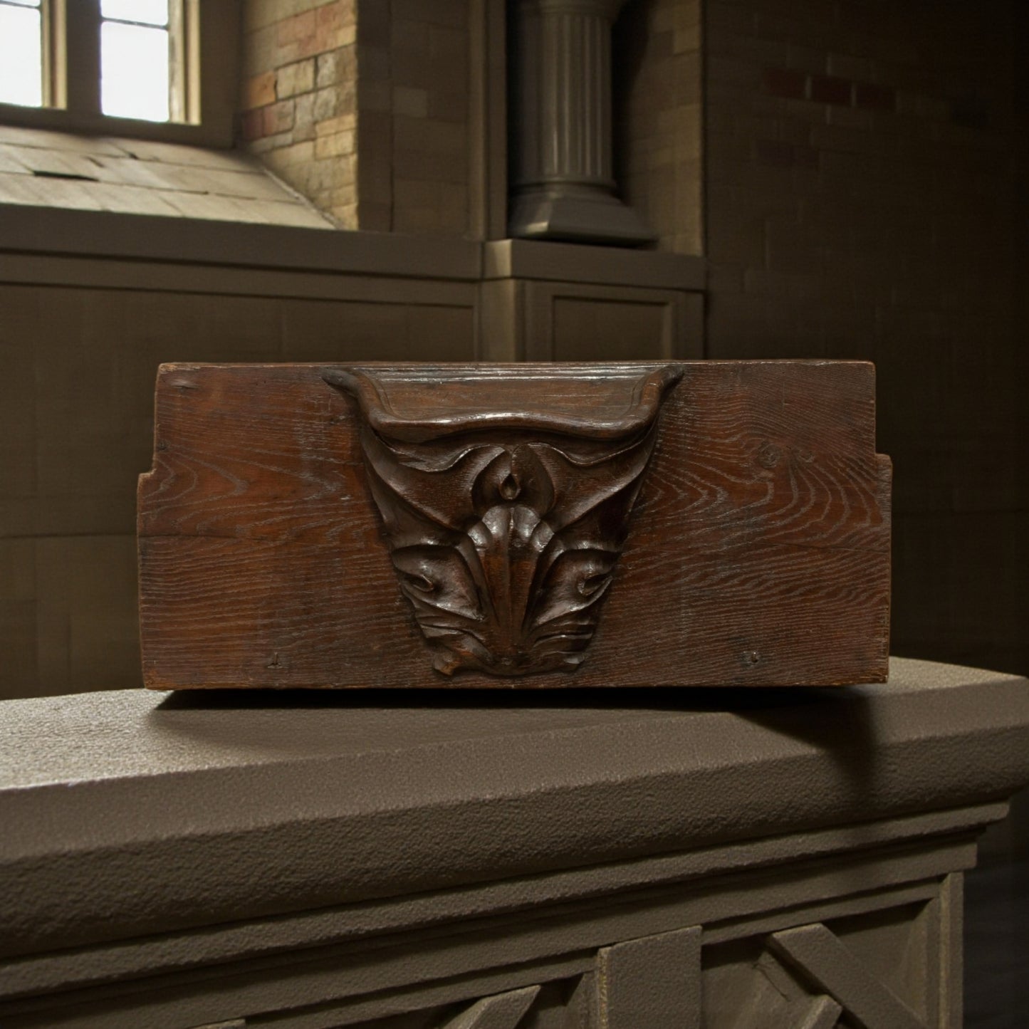 Mid 15th-Century Antique Carved Oak Misericord Panel