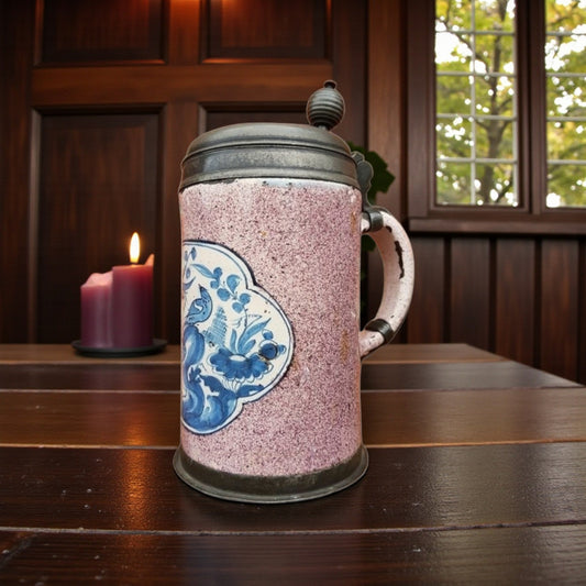 Early 18th Century German Antique Tin Glazed Earthenware Tankard, Attributed to Cornelius Funcke (Fl.1720-30)