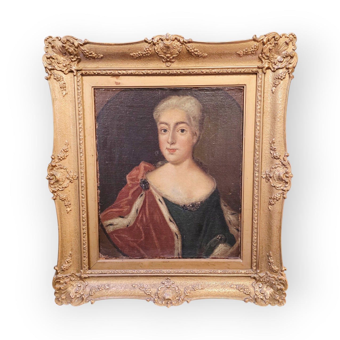 18th‑Century European School Antique Portrait of a Lady — Oil on Canvas
