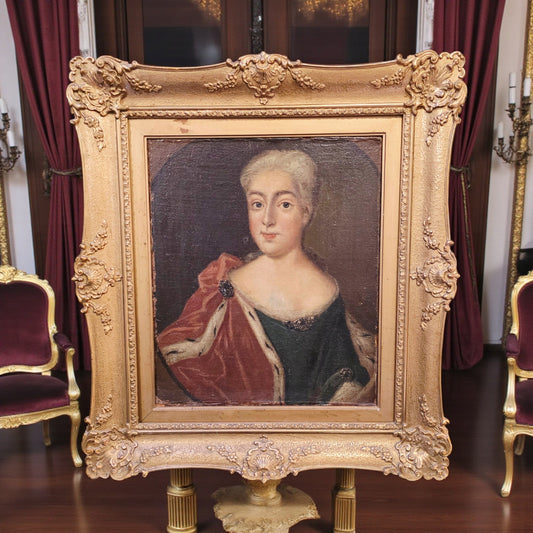 18th‑Century European School Antique Portrait of a Lady — Oil on Canvas