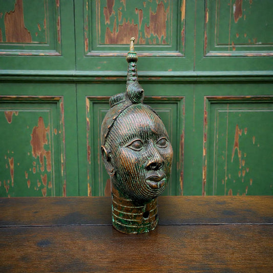 15th Century Style Antique Life-Size Bronze Head in the Ife Court Style, Nigeria, Africa