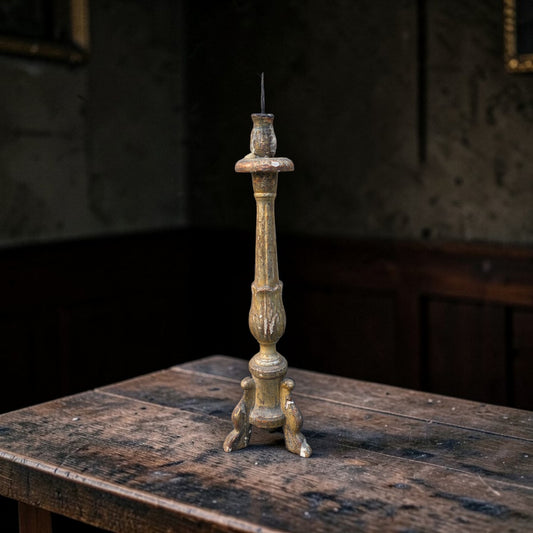 18th‑Century Italian Antique Gilt‑Gesso Pricket Candlestick, circa 1760