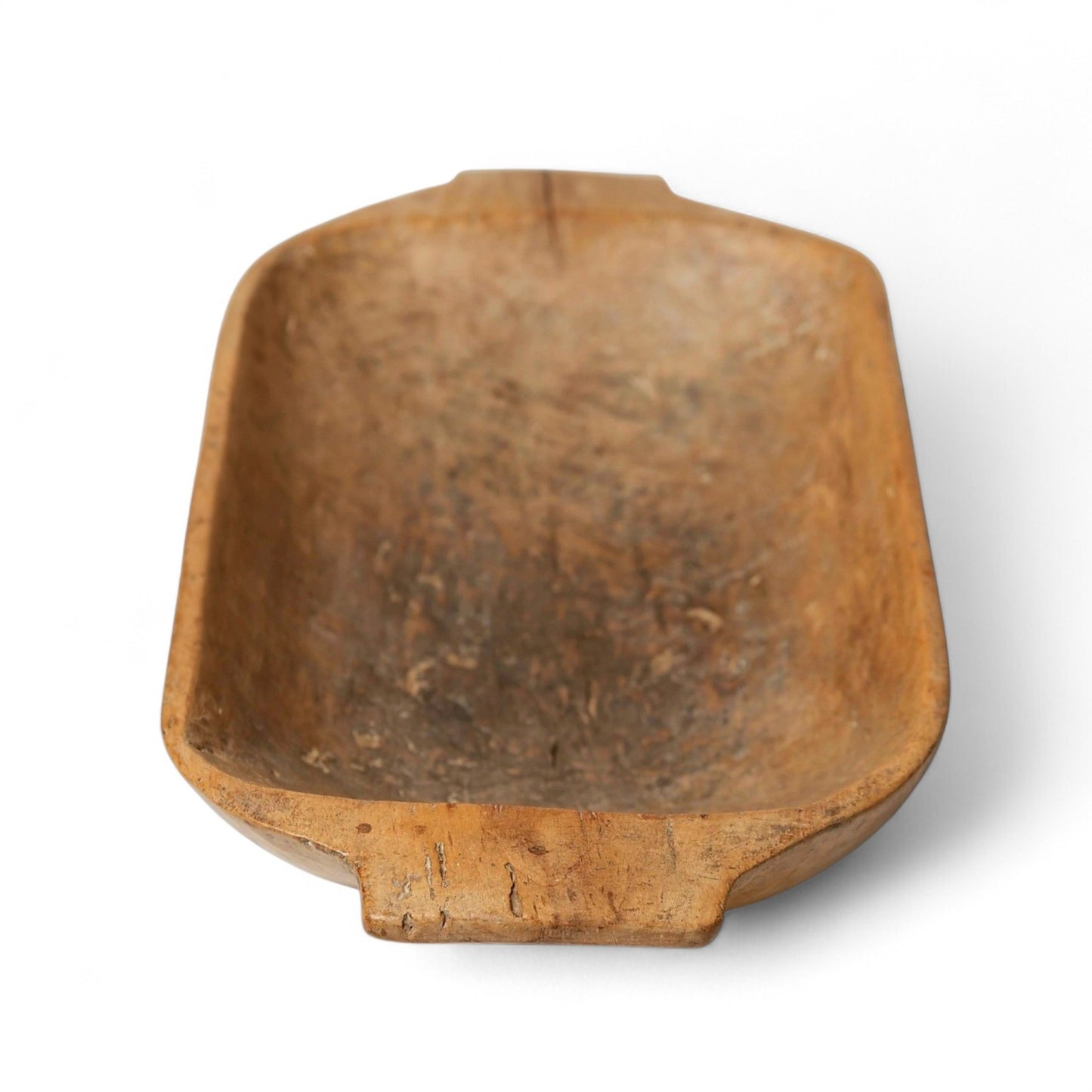 18th-Century Antique Treen Dug-Out Bowl with Twin Handles