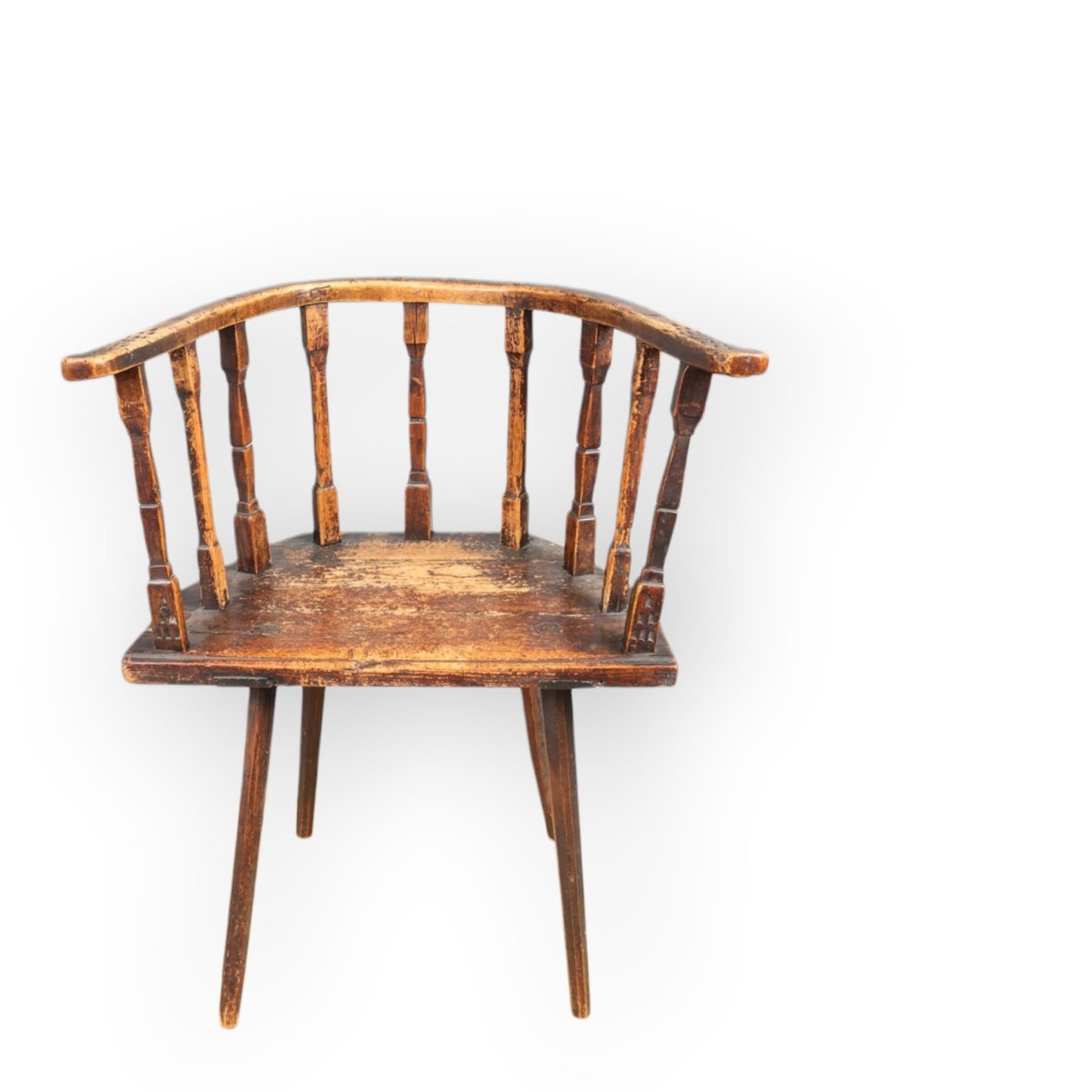 18th-Century Primitive Welsh Antique Yolk-Back Armchair Constructed from Ash & Elm