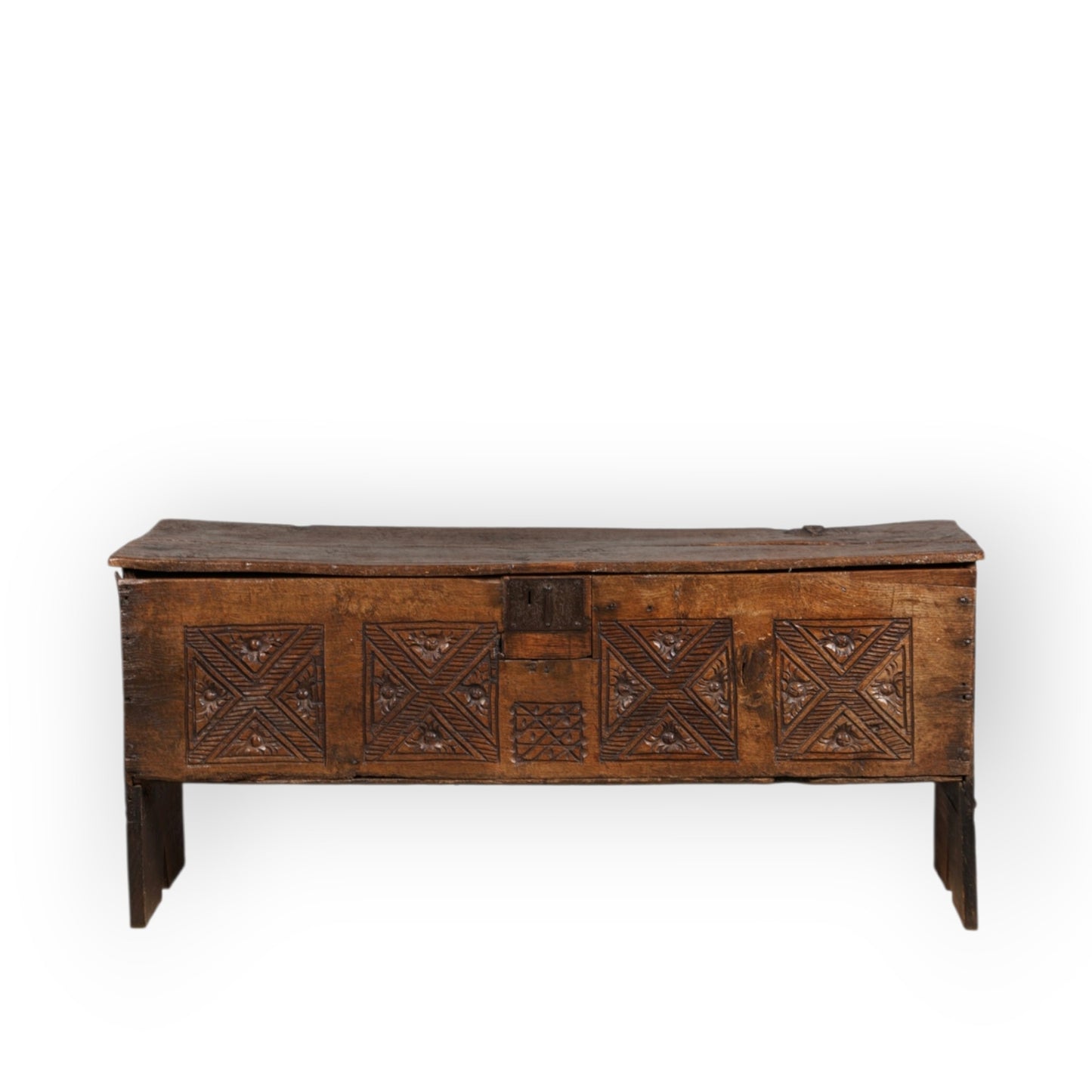 16th-Century & Later English Antique Oak Six-Plank Boarded Chest